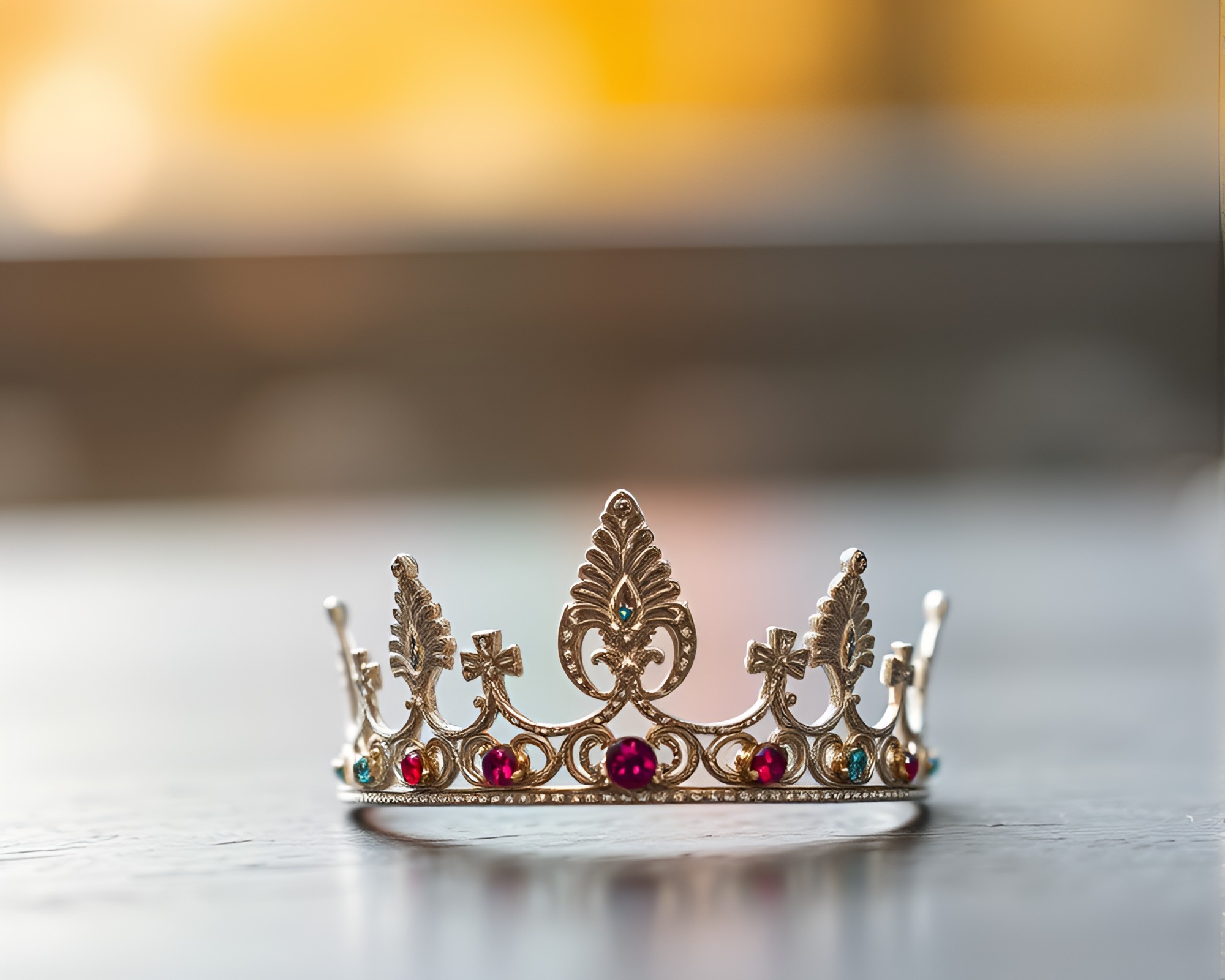 Miniature Rainbow Crown Under Tilt-Shift Lens Effect – free AI stock image