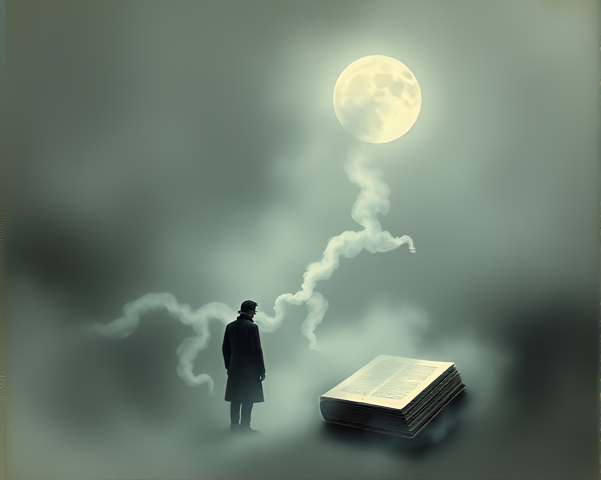 Ethereal Fog in Poe’s Illustration: Gothic Chalk Drawing – free AI stock image