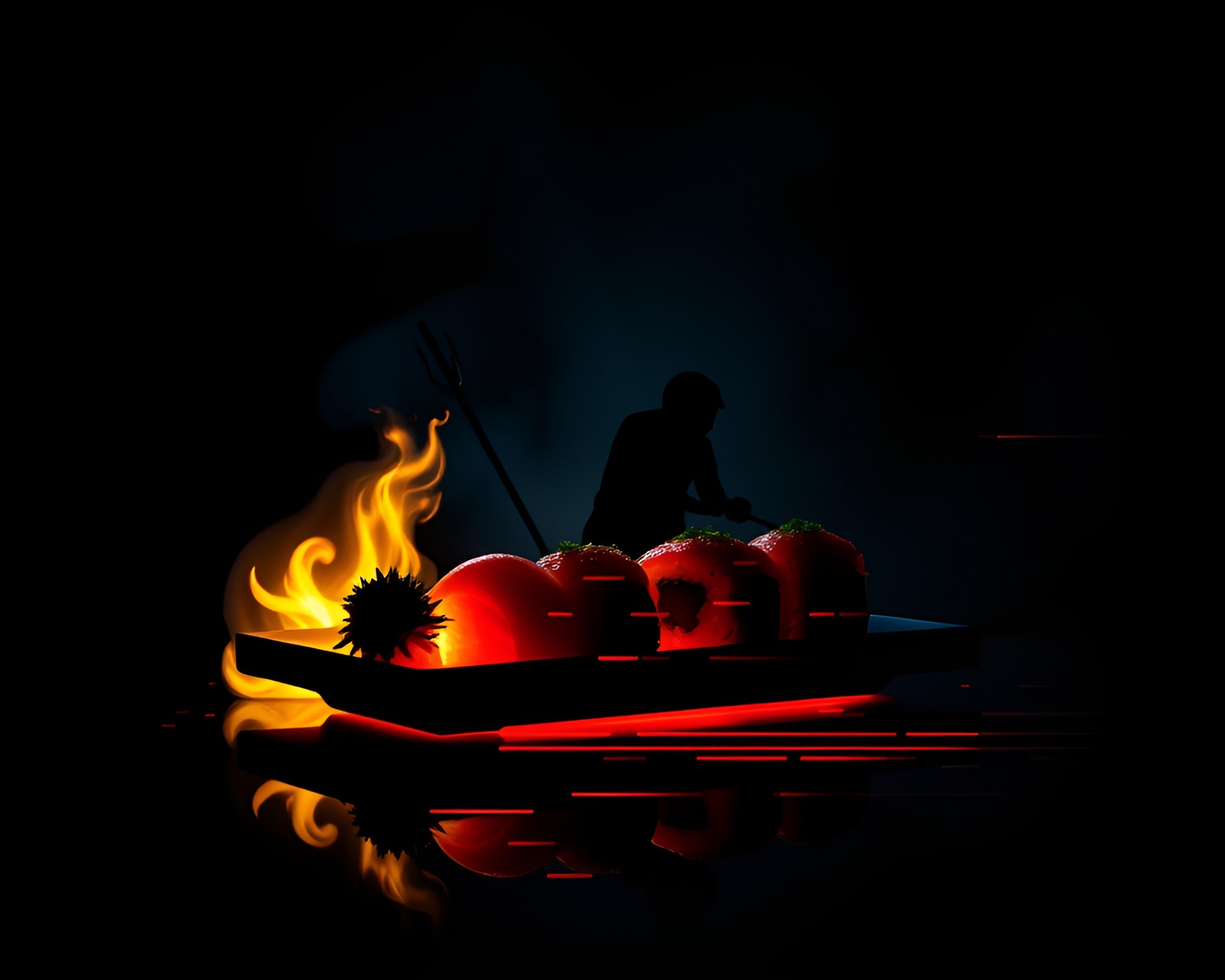 Digital Glitch Sushi Platter Silhouette Composition – free AI stock image