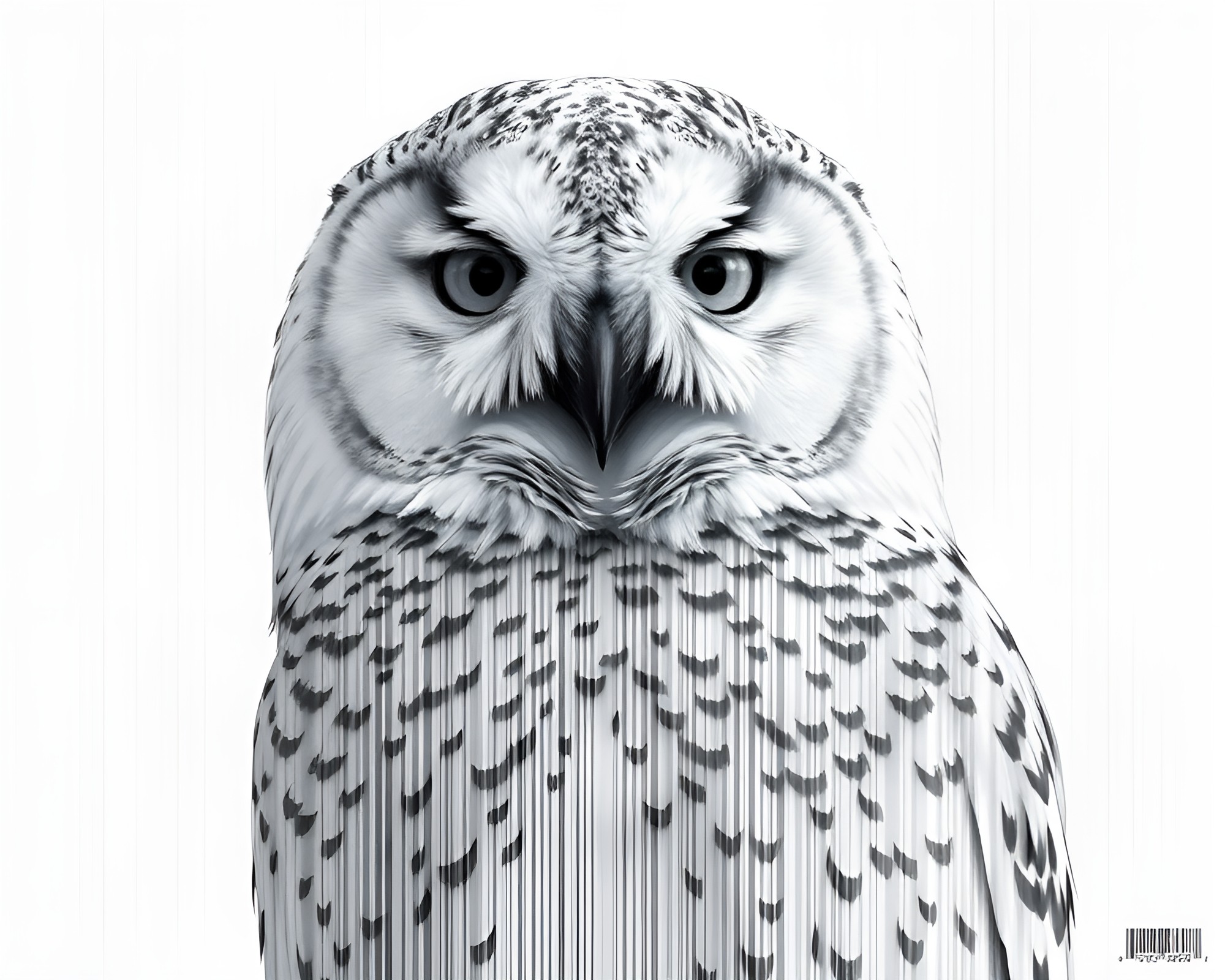 Snowy Owl in Barcode Stripe Forest – free AI stock image