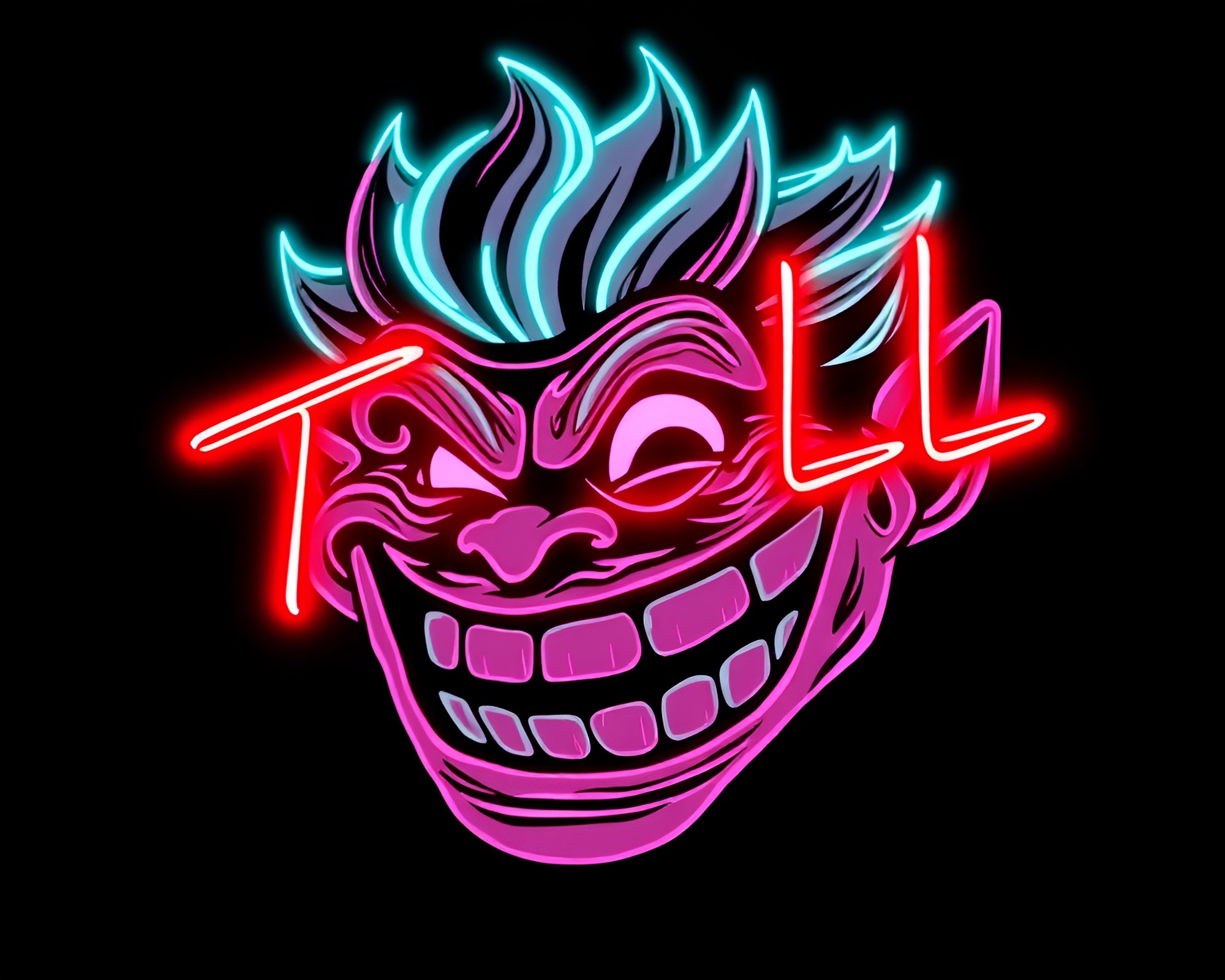 Neon Troll under Stippled Moonlight – free AI stock image