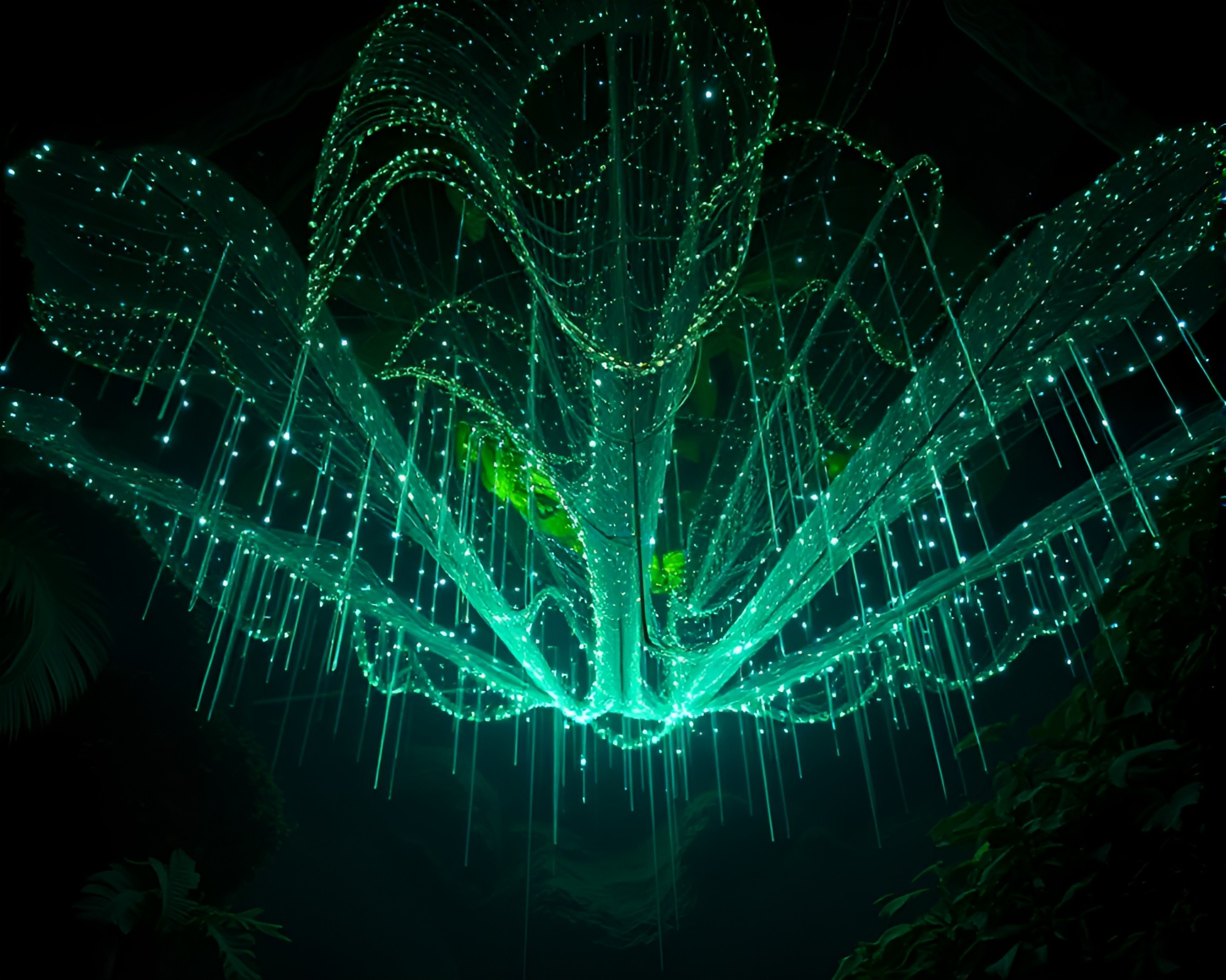 Rainforest Canopy Illuminated by LED Scratch Art – free AI stock image