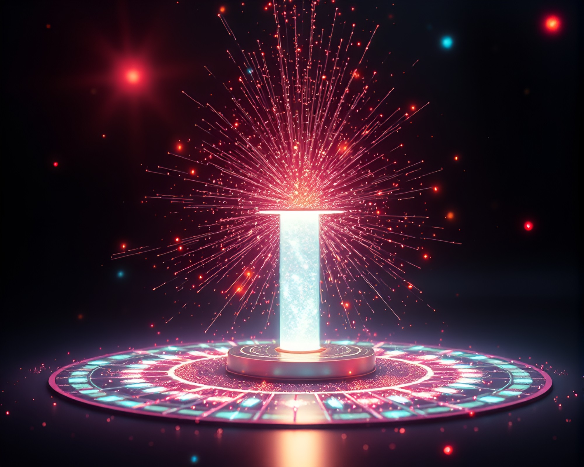 Zero-Point Energy Reactor Illuminated by Fairy Lights – free AI stock image