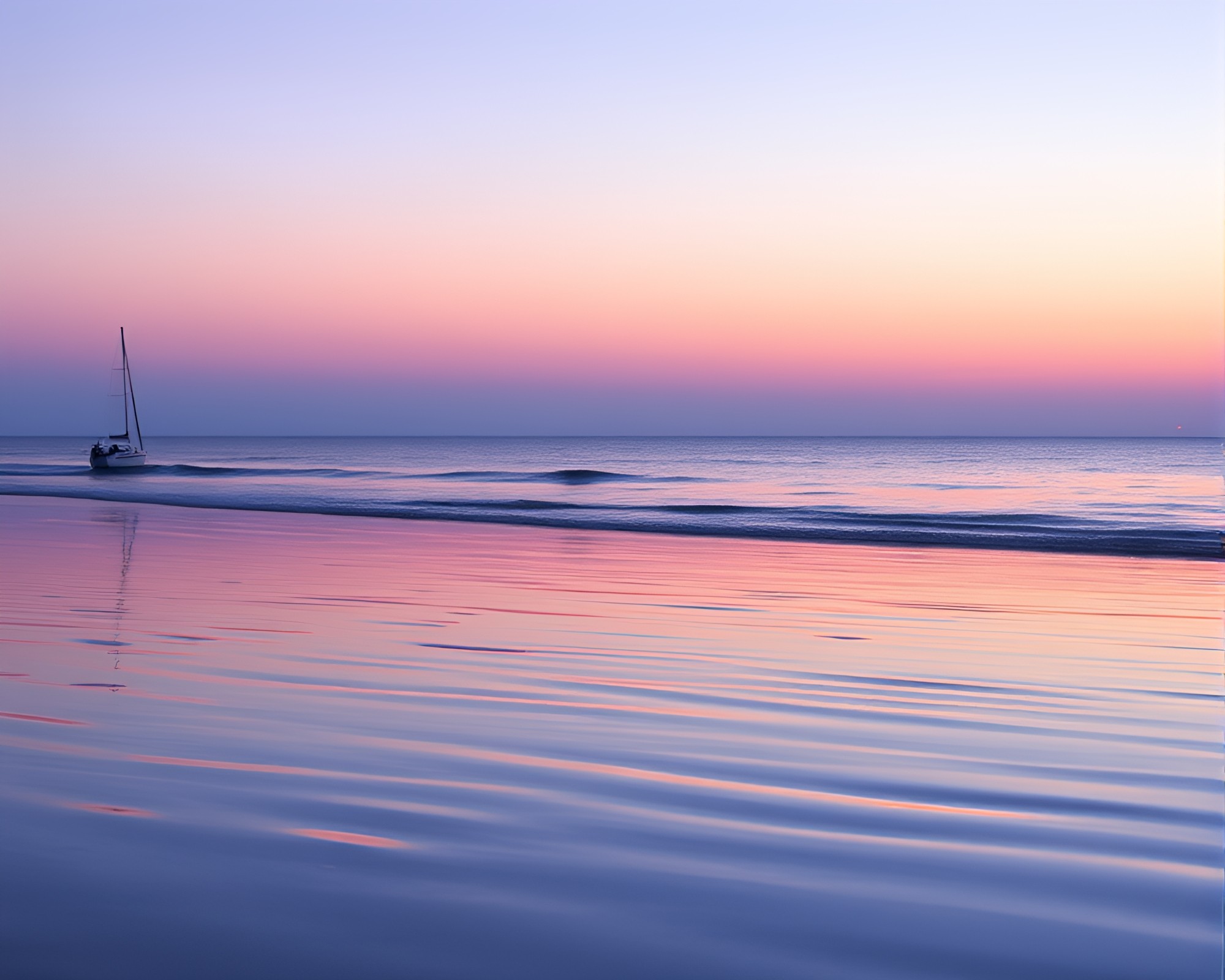 Twilight Beach with Water Reflection Ripples in Toon Style – free AI stock image
