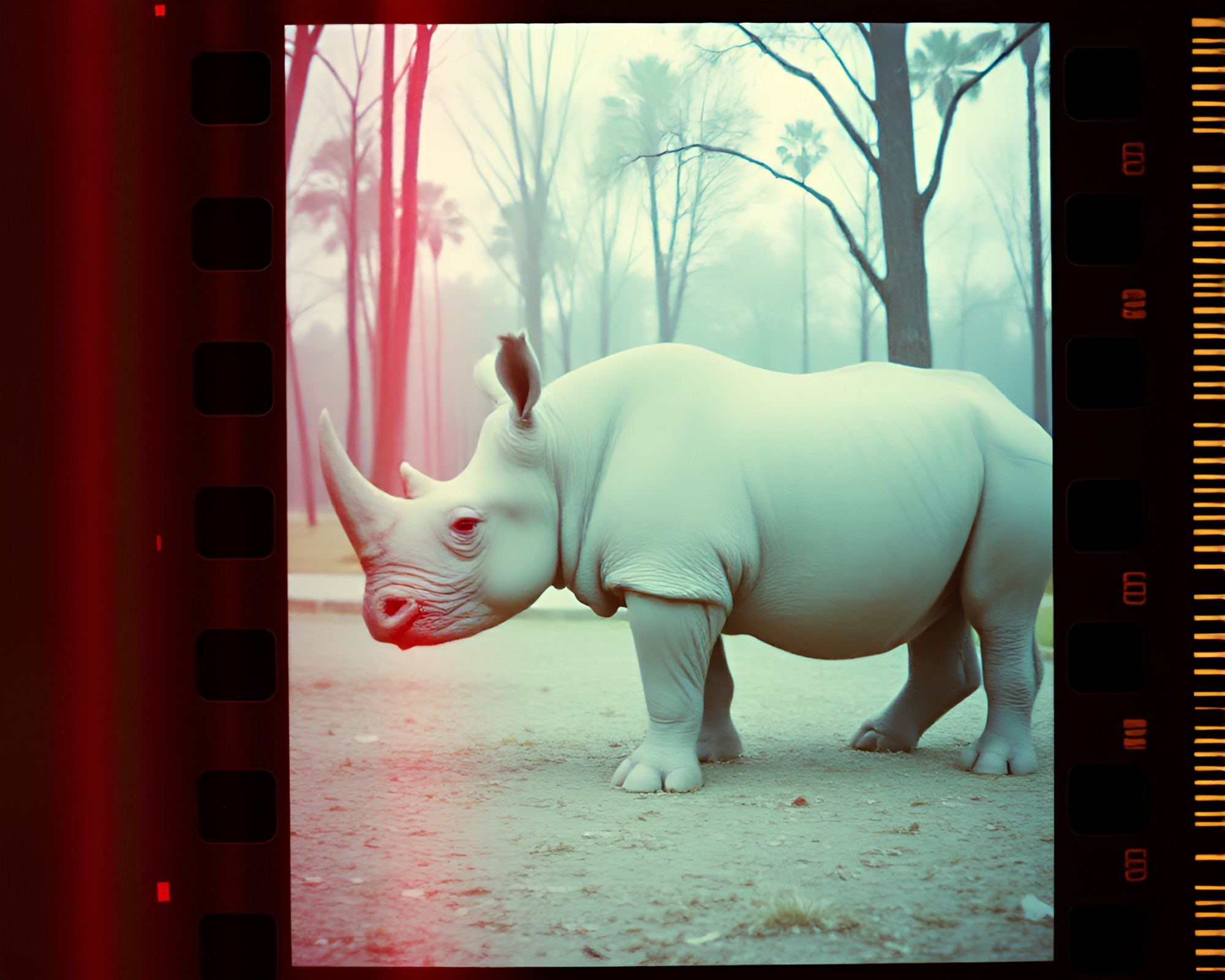 Rhinoceros Film Duotone Composition – free AI stock image