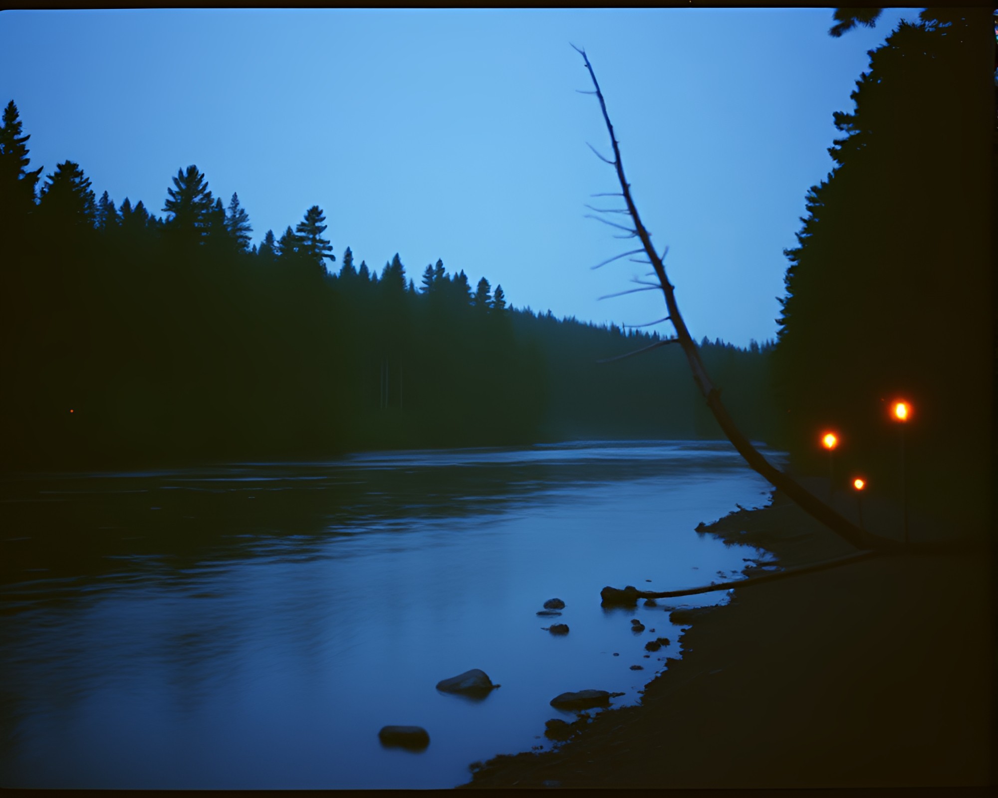 Candlelit Savage River Portrait with VHS Distortion – free AI stock image