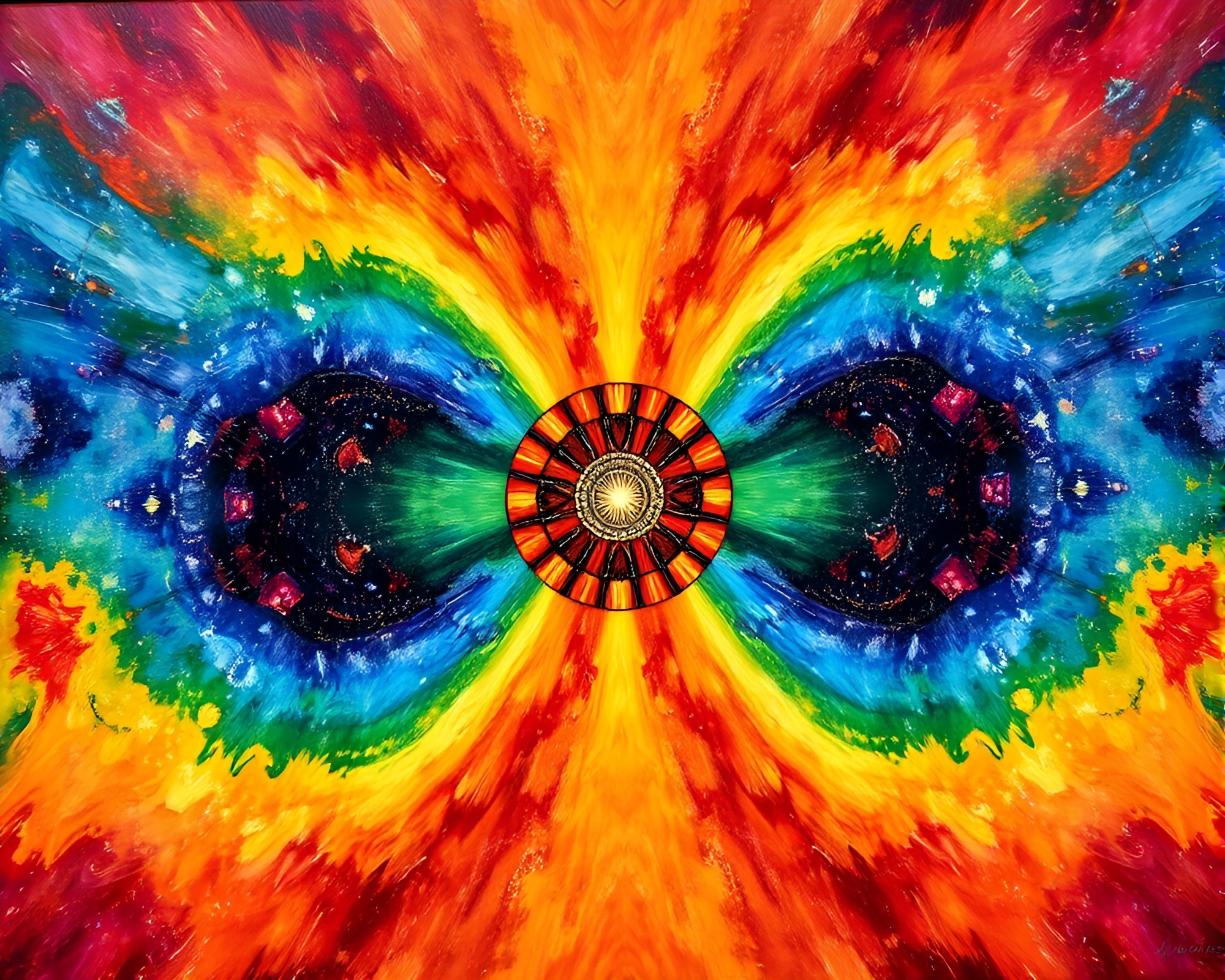 Cosmic Rainbow Charcuterie Board with Radial Symmetry – free AI stock image