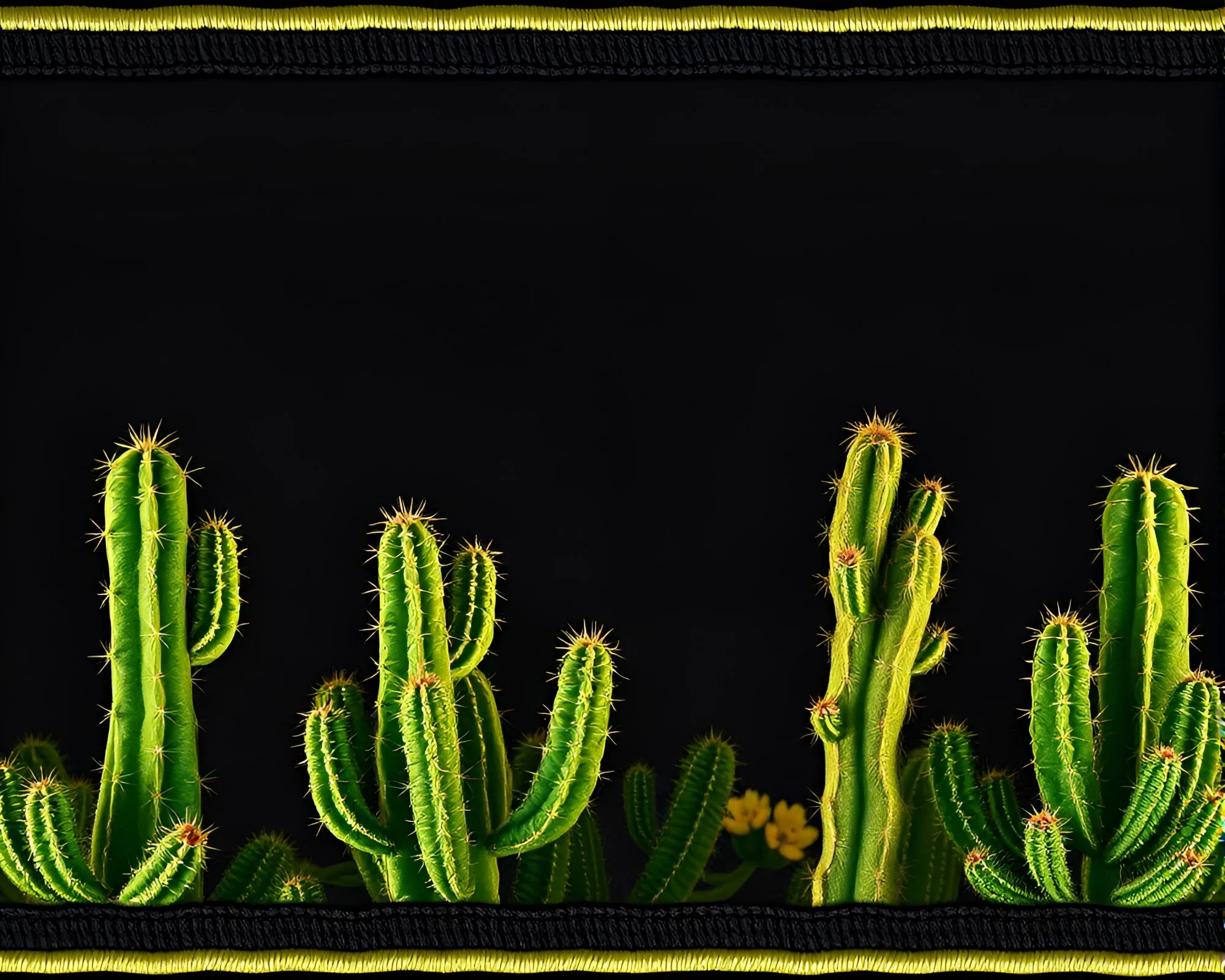 Desert Cactus Embroidered Detail with Spotlight Focus