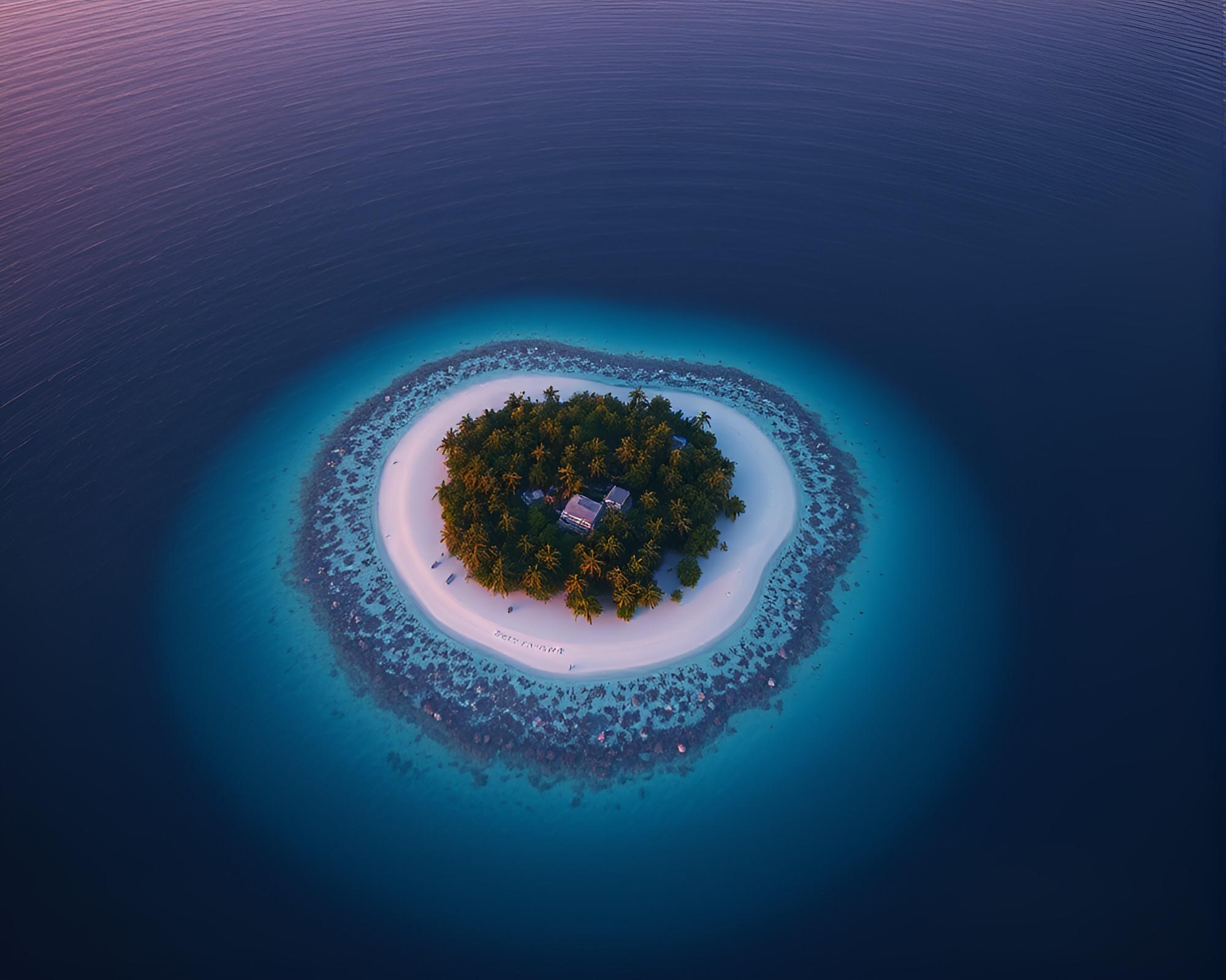 Coral Atoll Under Lavender Twilight’s Beauty – free AI stock image
