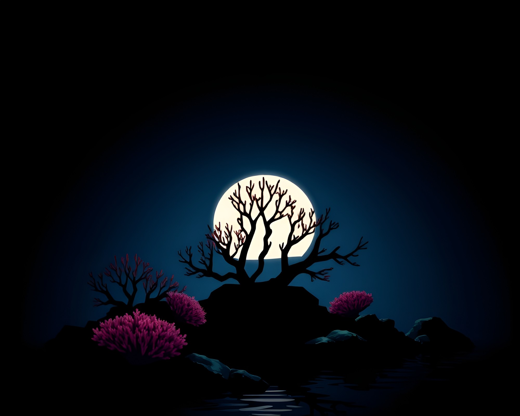 Coral Atoll Silhouette in Low-Key Illumination – free AI stock image