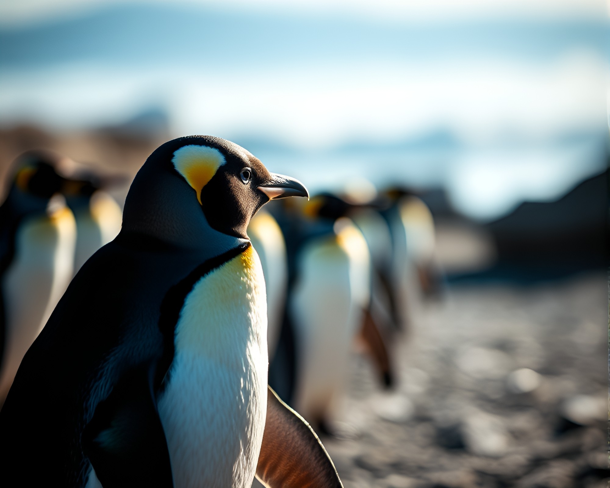 Penguin in Bright Tenebrism: A Captivating Scene – free AI stock image