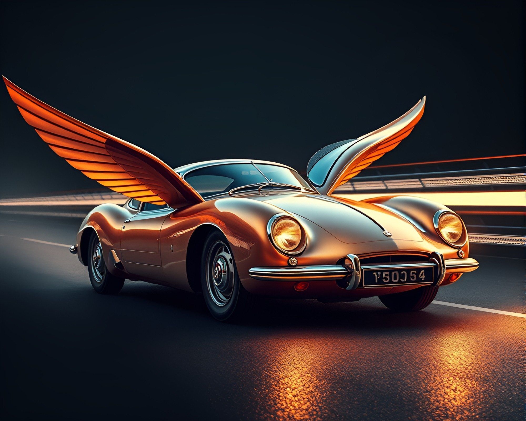 Surreal Flying Car in Dutch Angle View – free AI stock image