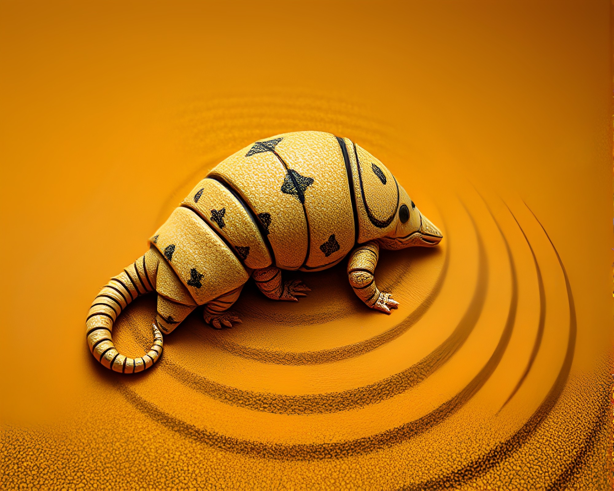 Surreal Armadillo in Low Saturation Sand Swirls – free AI stock image