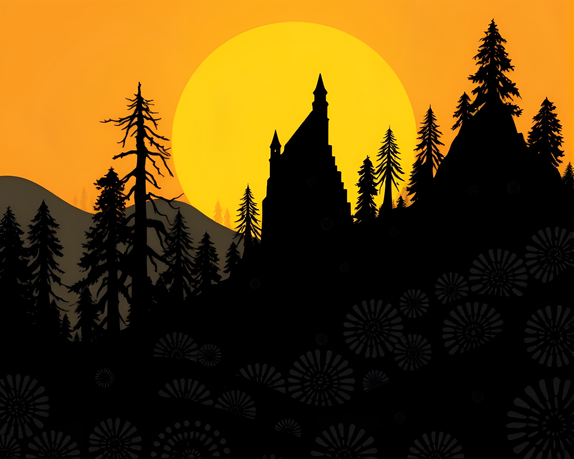 Dwarf Silhouette in Dawn’s Intricate Patterns – free AI stock image