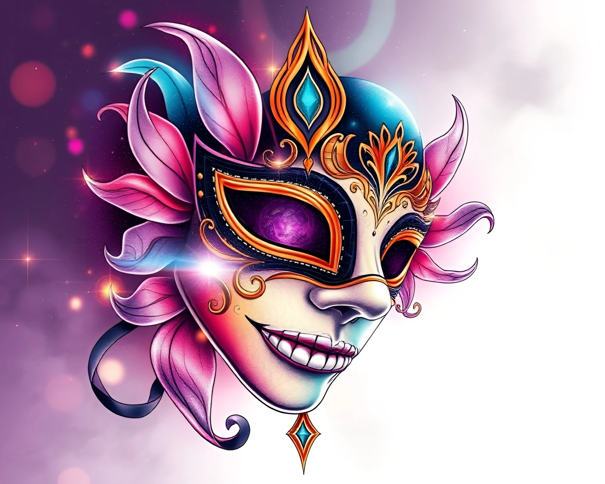 Planet-Mask in Ethereal Tattoo Art