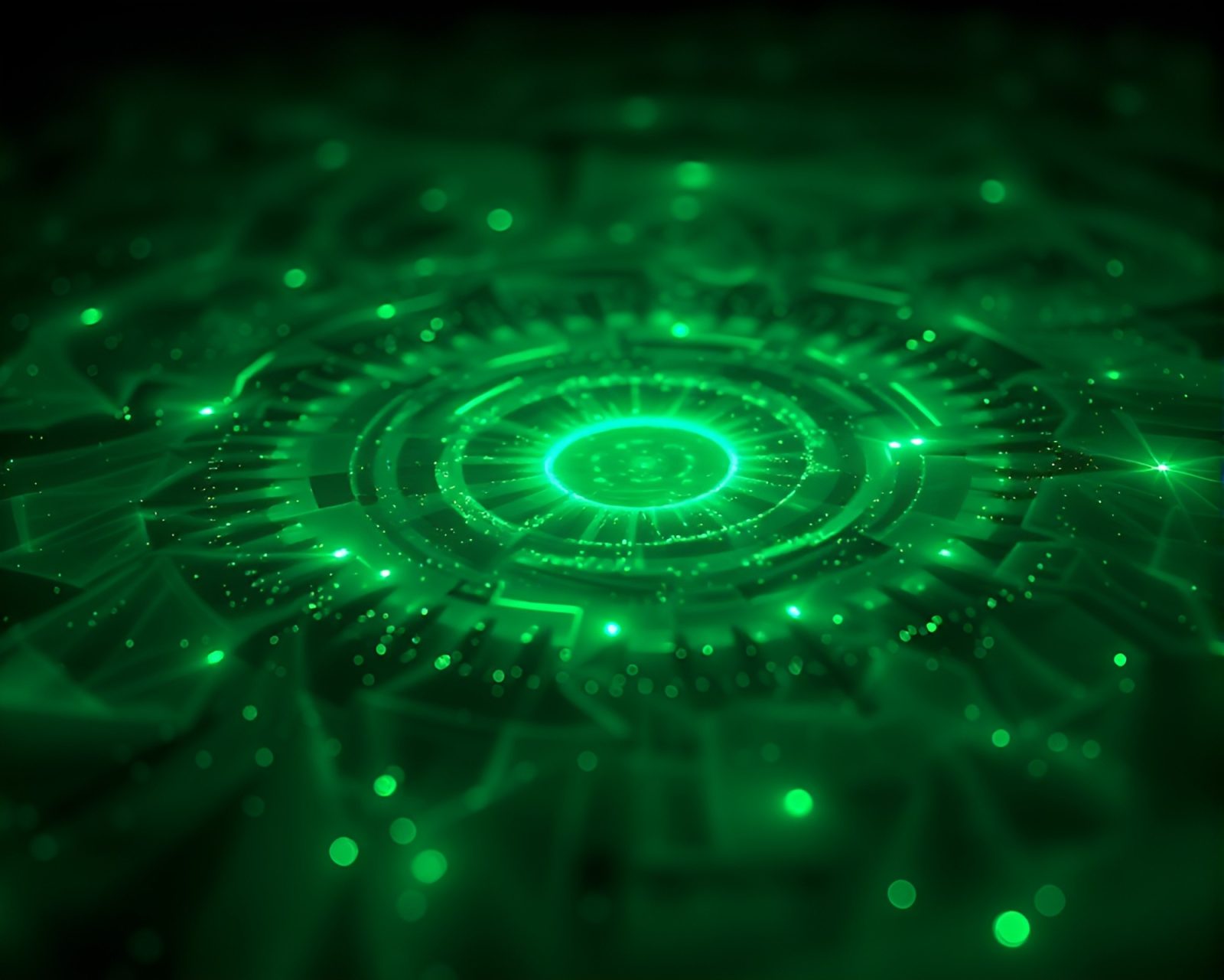 A surreal composition of emerald green highlights in a cosmic astral projection