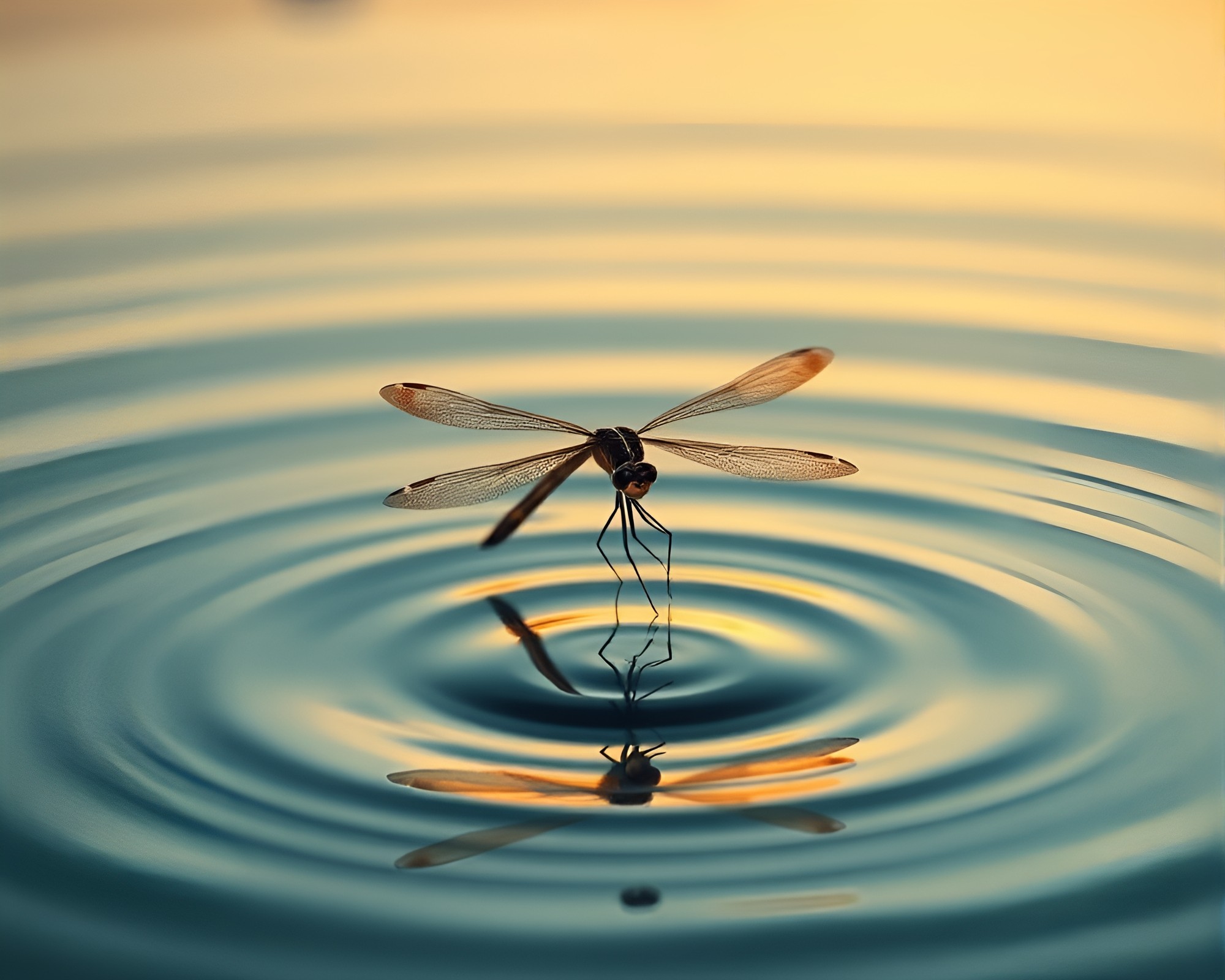 Dragonfly Reflections: Retro Ripples in Minimalist Design – free AI stock image