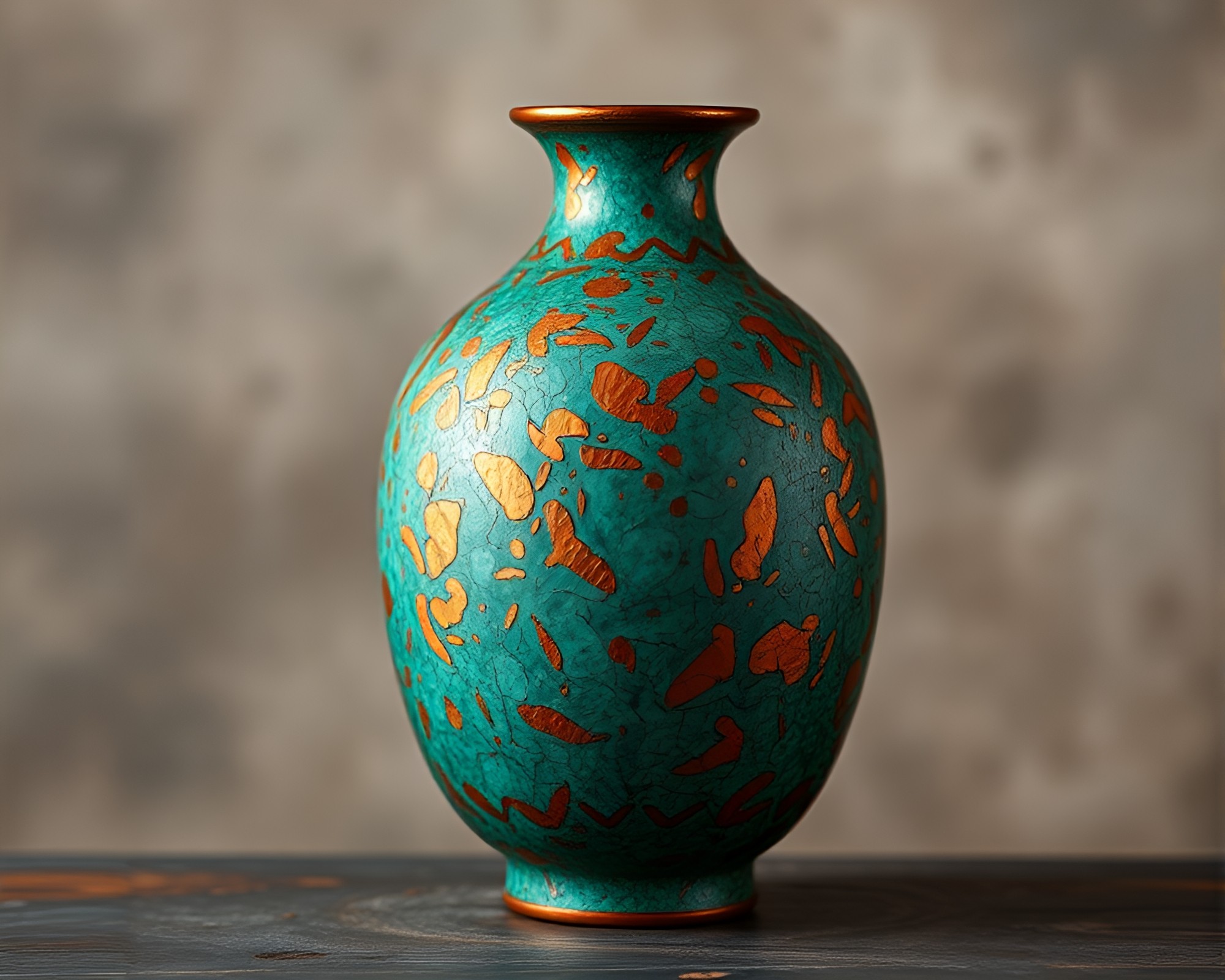 Rust Cloisonné Vase in Smoky Paper Cutout Scene – free AI stock image