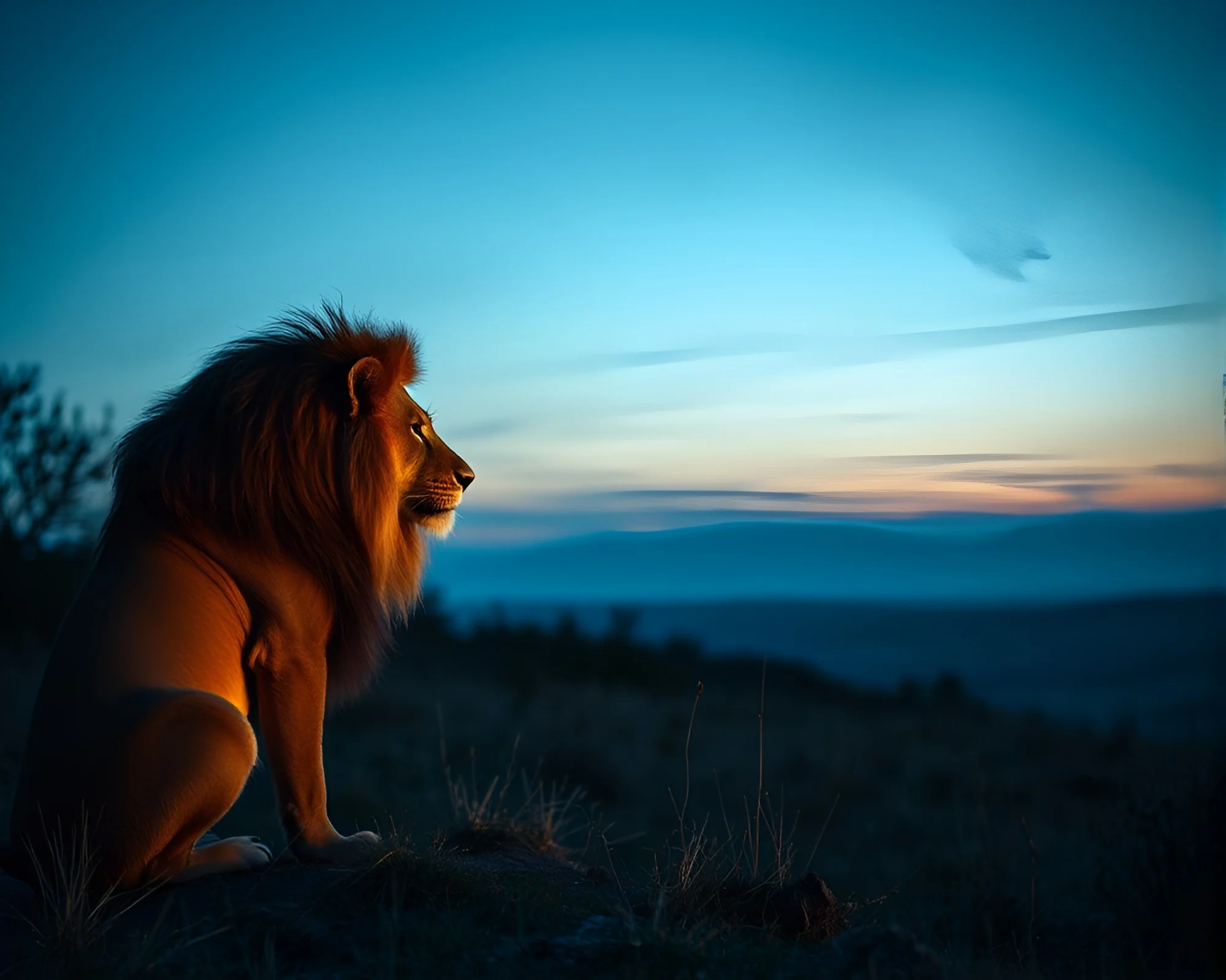 Twilight Lion King in Rule of Thirds Frame