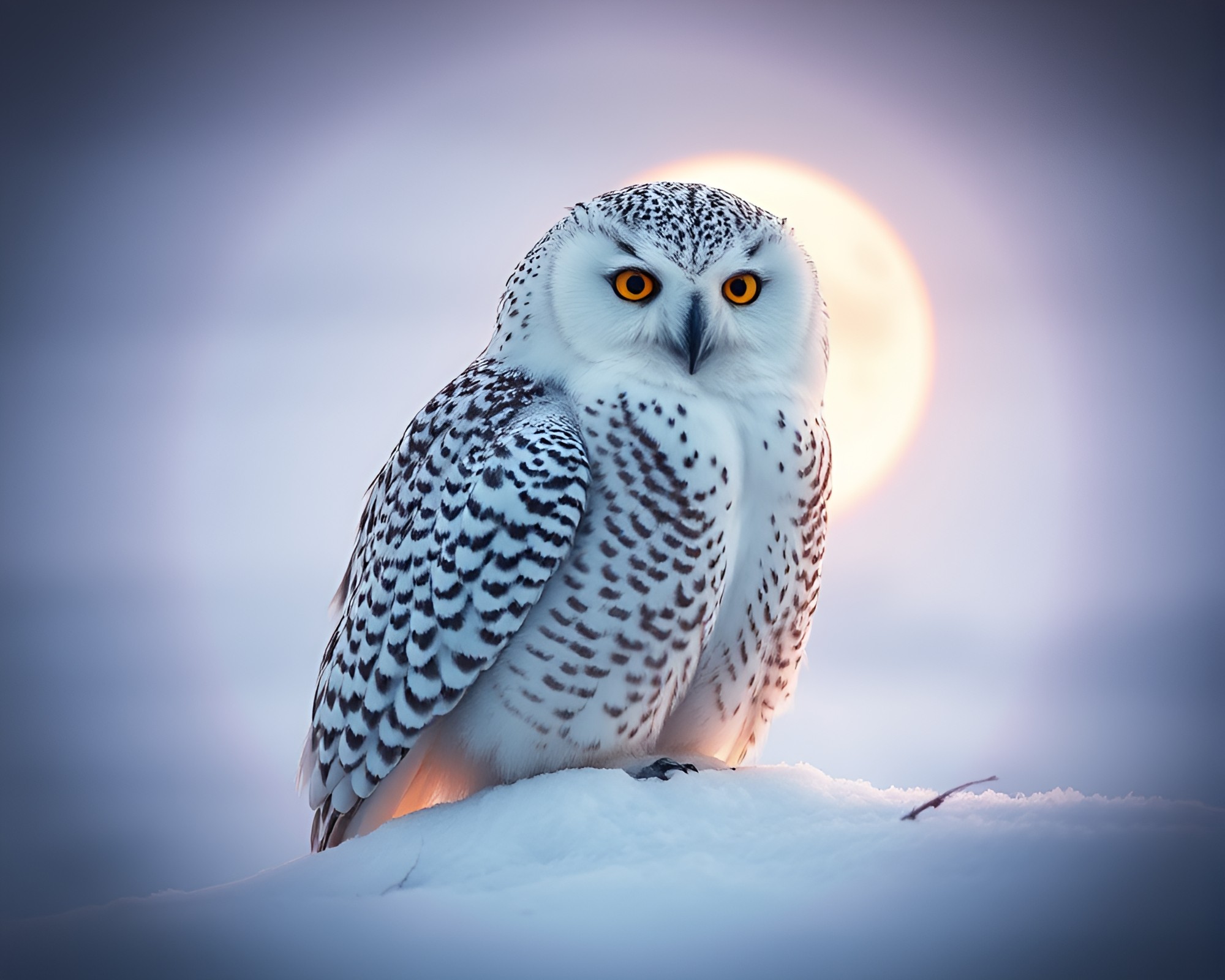 Enchanting Snowy Owl in Holographic Circle – free AI stock image