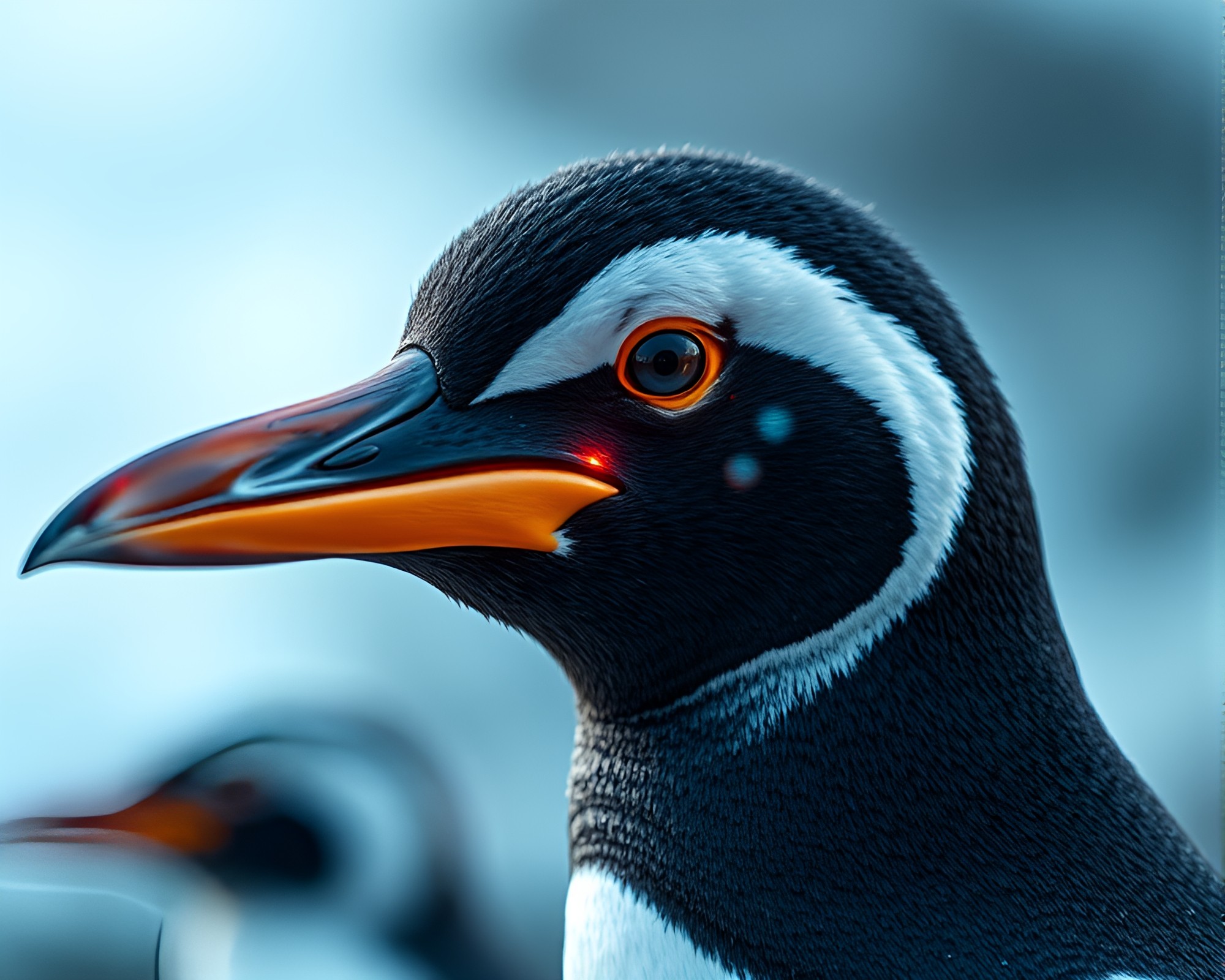 Surreal Digital Penguin Close-Up – free AI stock image