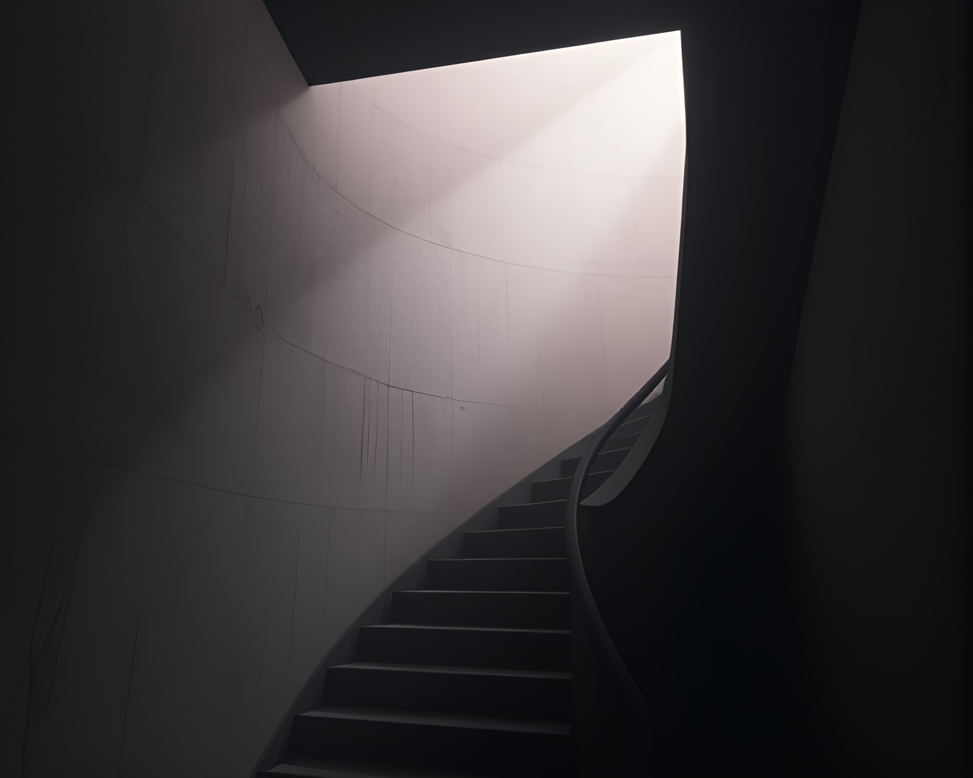 Escher-inspired Staircase in Dusty Basement – free AI stock image