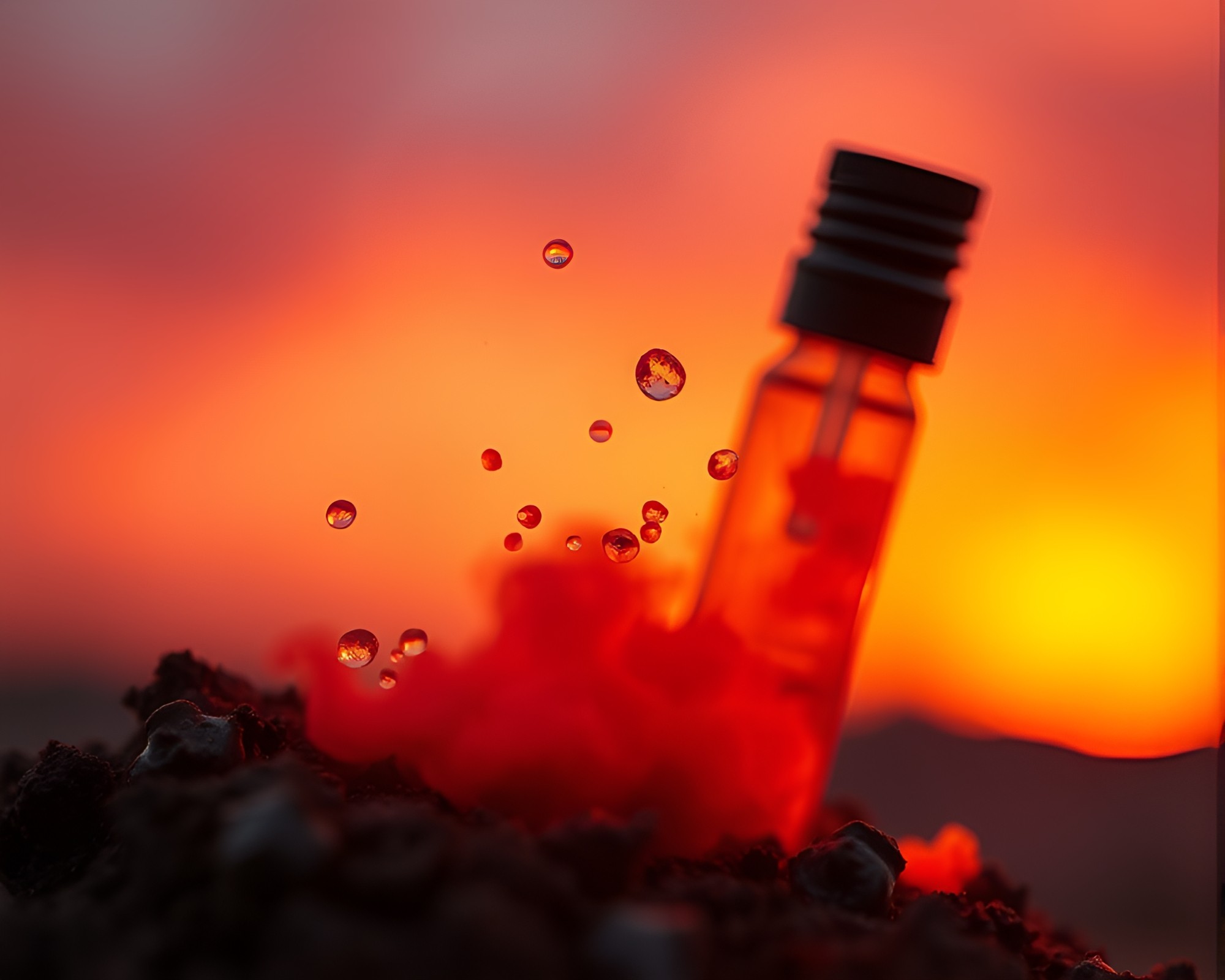 Antimatter Grenade in Warm Sunset Glow – free AI stock image