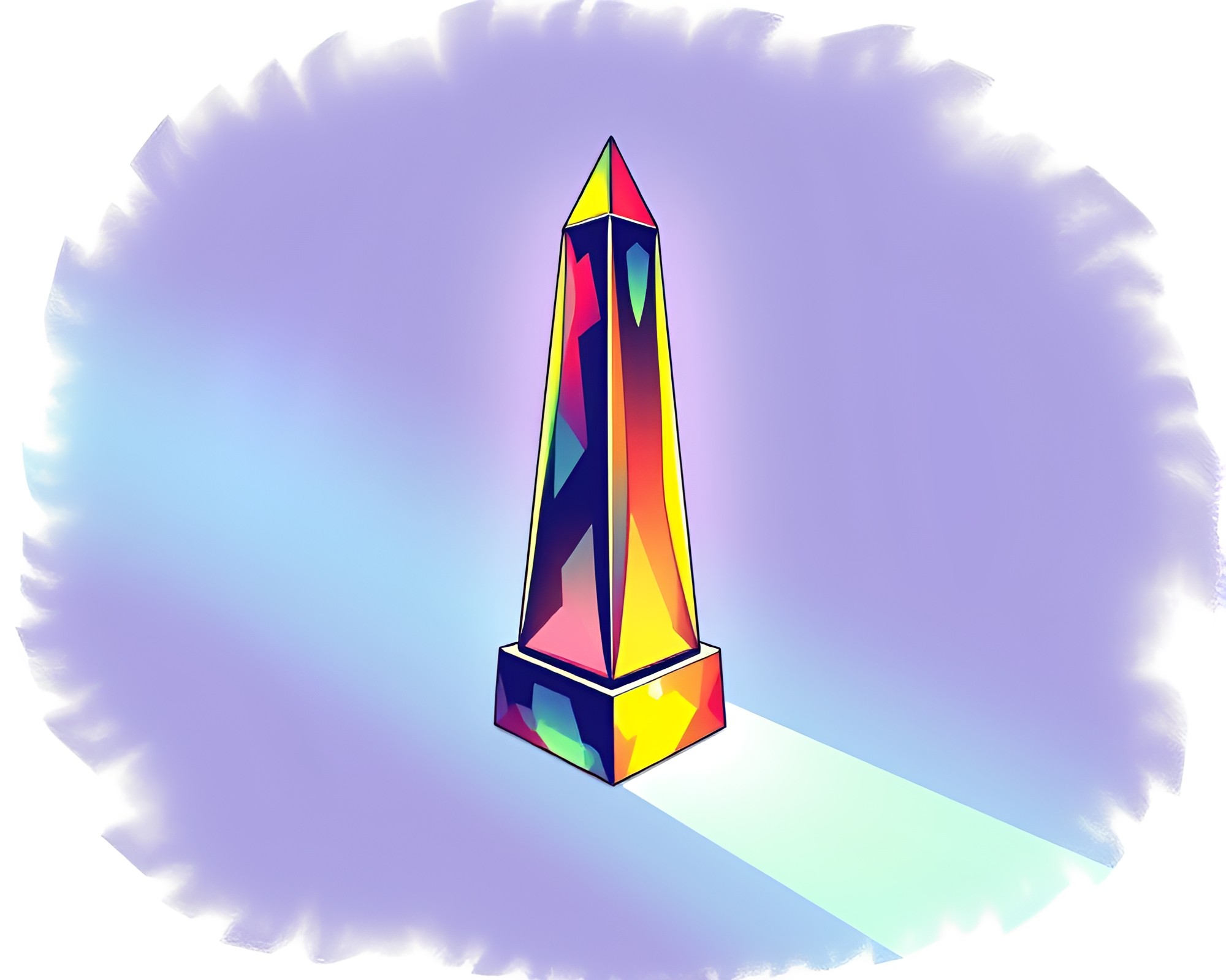 Intricate Crosshatched Obelisk in Vibrant Toon Style – free AI stock image