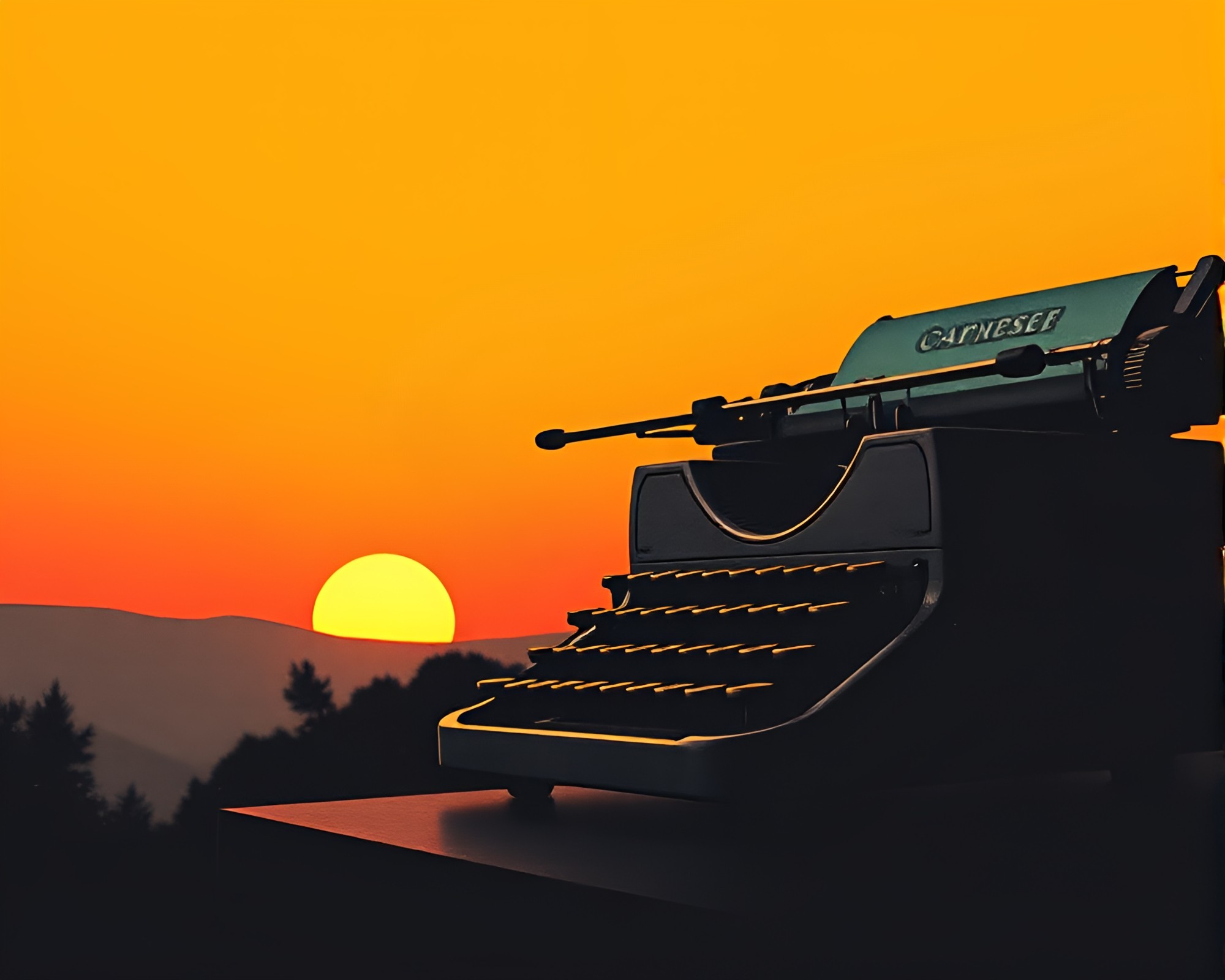 Sunset Glow Typewriter Dots Composition – free AI stock image