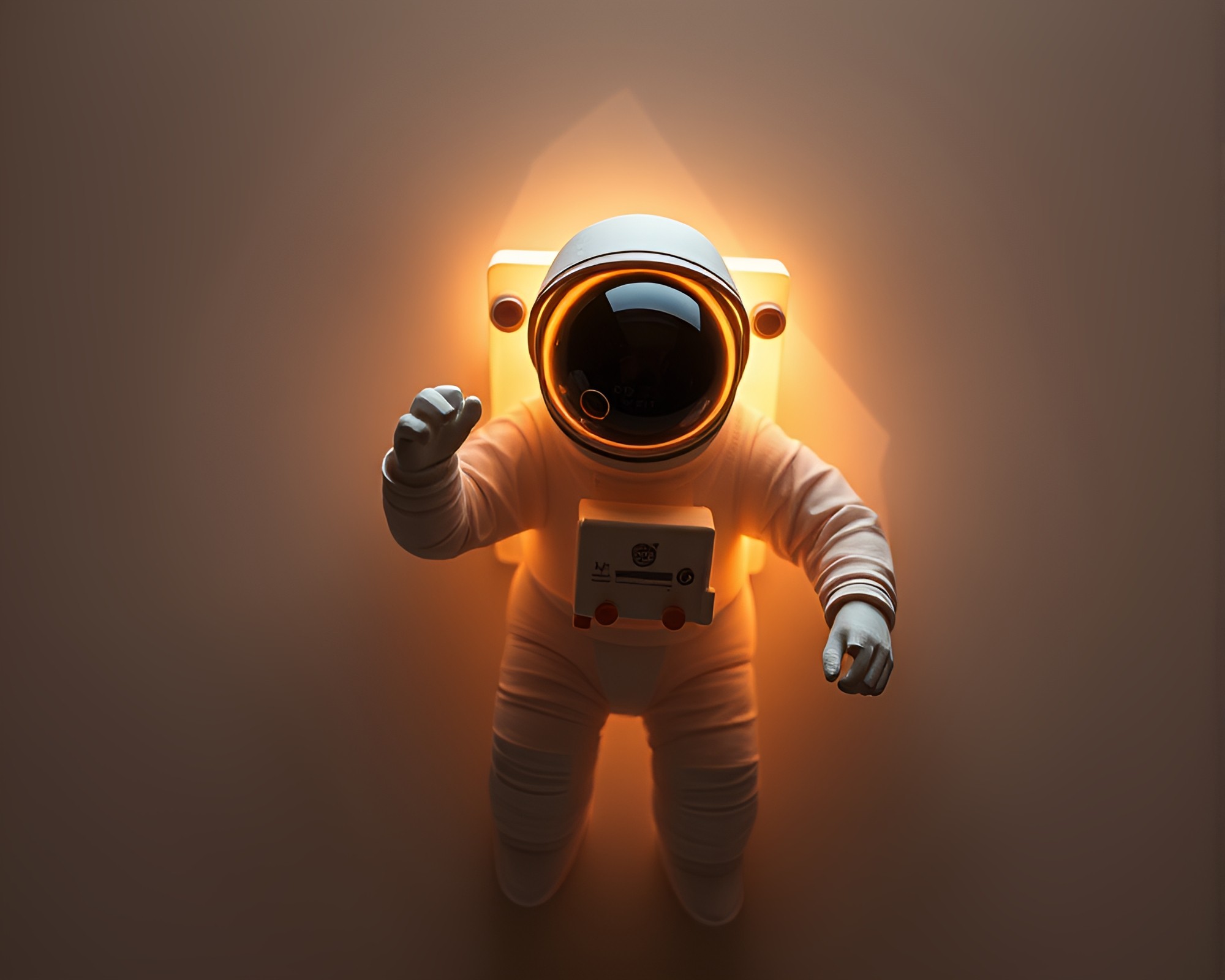 Astronaut surrounded by paper tears under rim lighting – free AI stock image