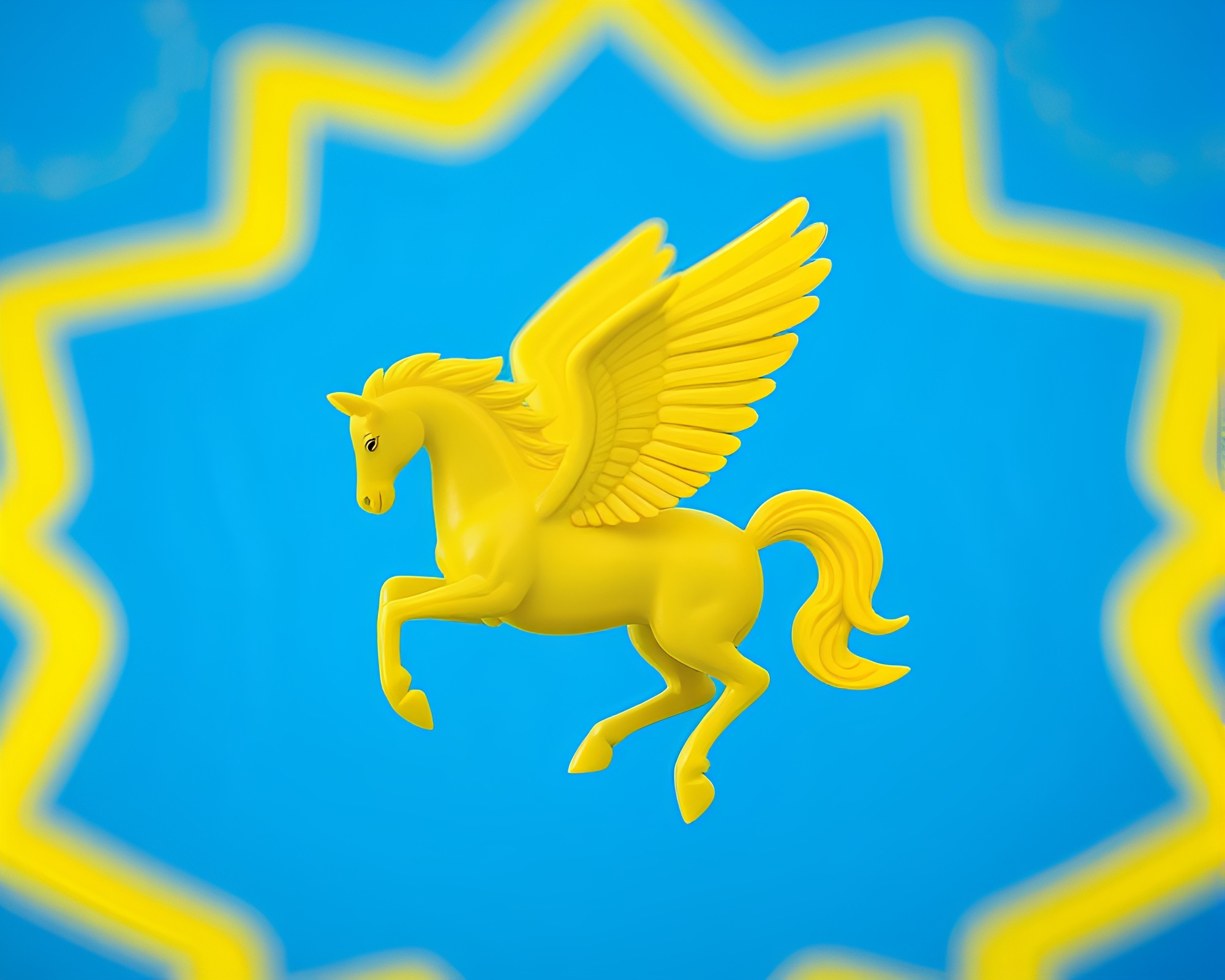 Striped Lemon Zing: Pegasus in Tilt-Shift Wonderland – free AI stock image