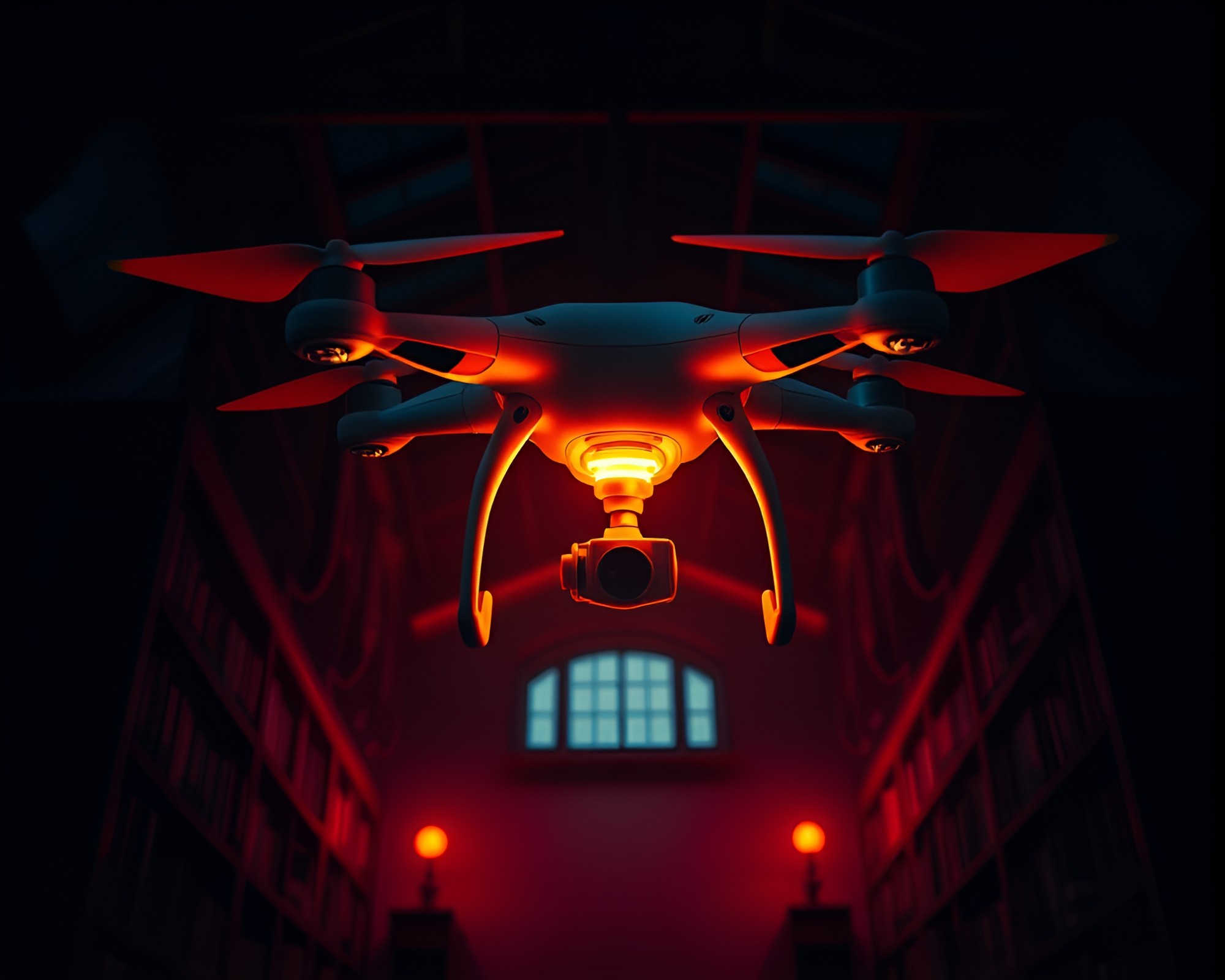Infrared Drone Surveillance of Library from Above – free AI stock image