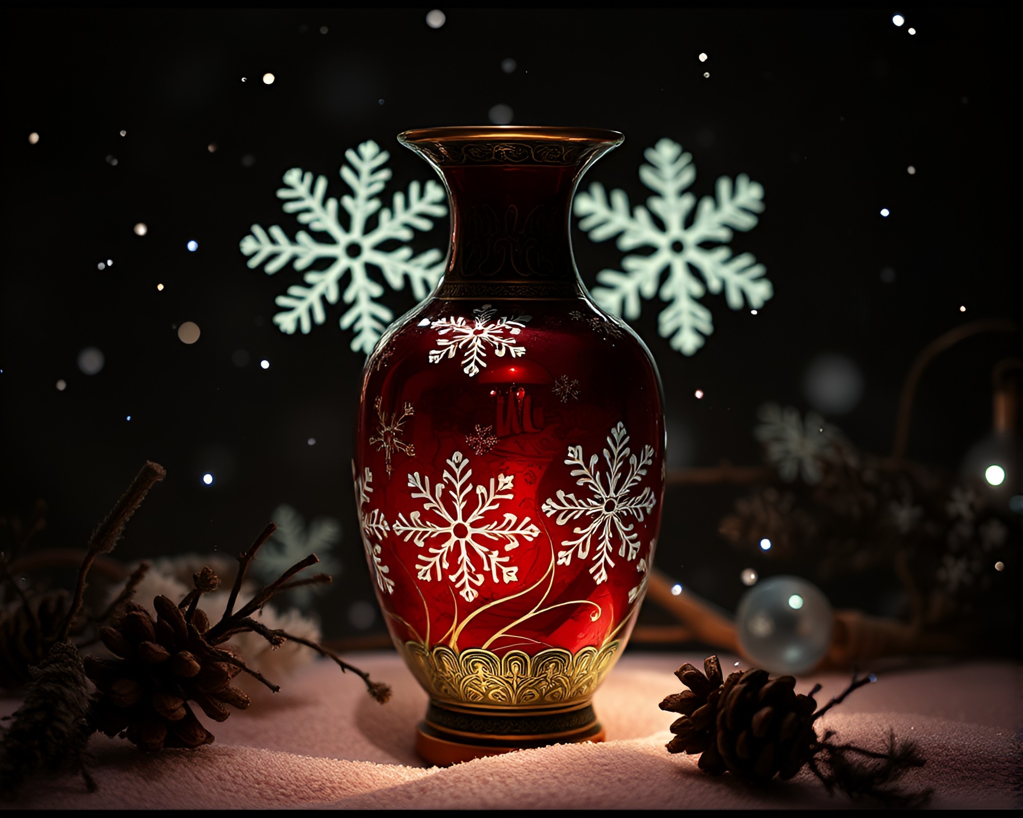 Snowflake Cloisonné Vase in Chiaroscuro Light – free AI stock image