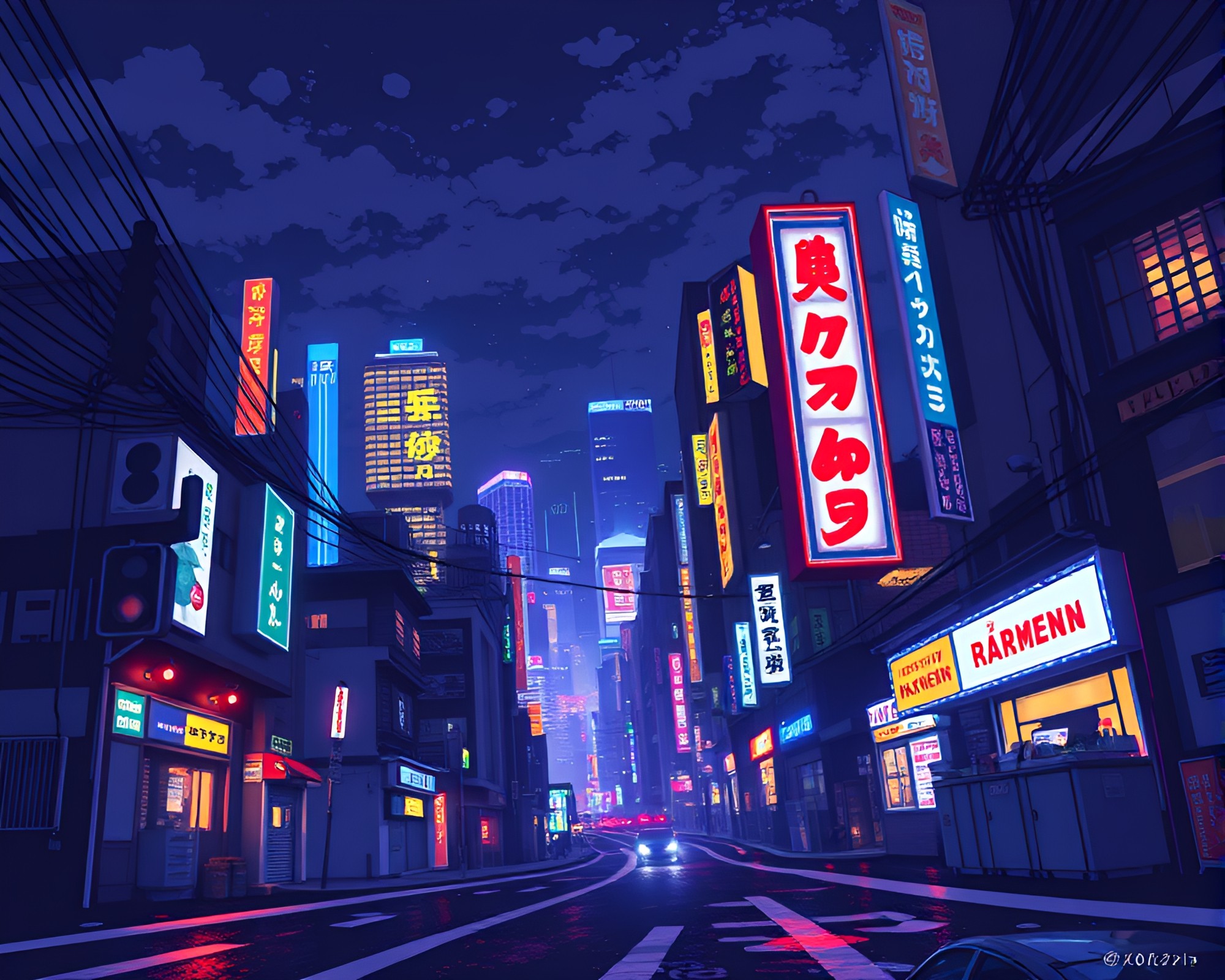 Pixelated Ramen Adventure Through City Lights – free AI stock image