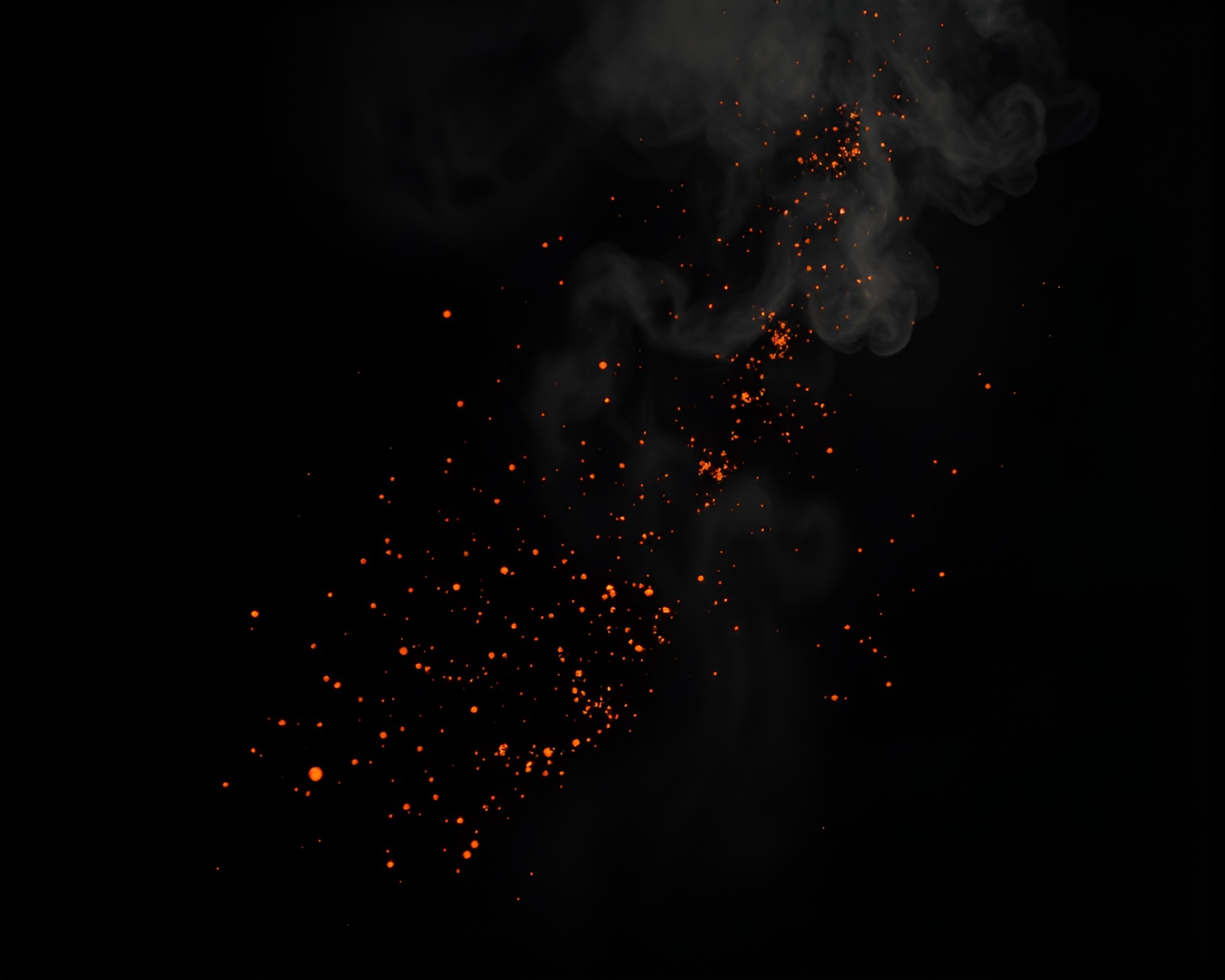 Floating Embers in Dramatic Chiaroscuro Ink Calligraphy Scene – free AI stock image