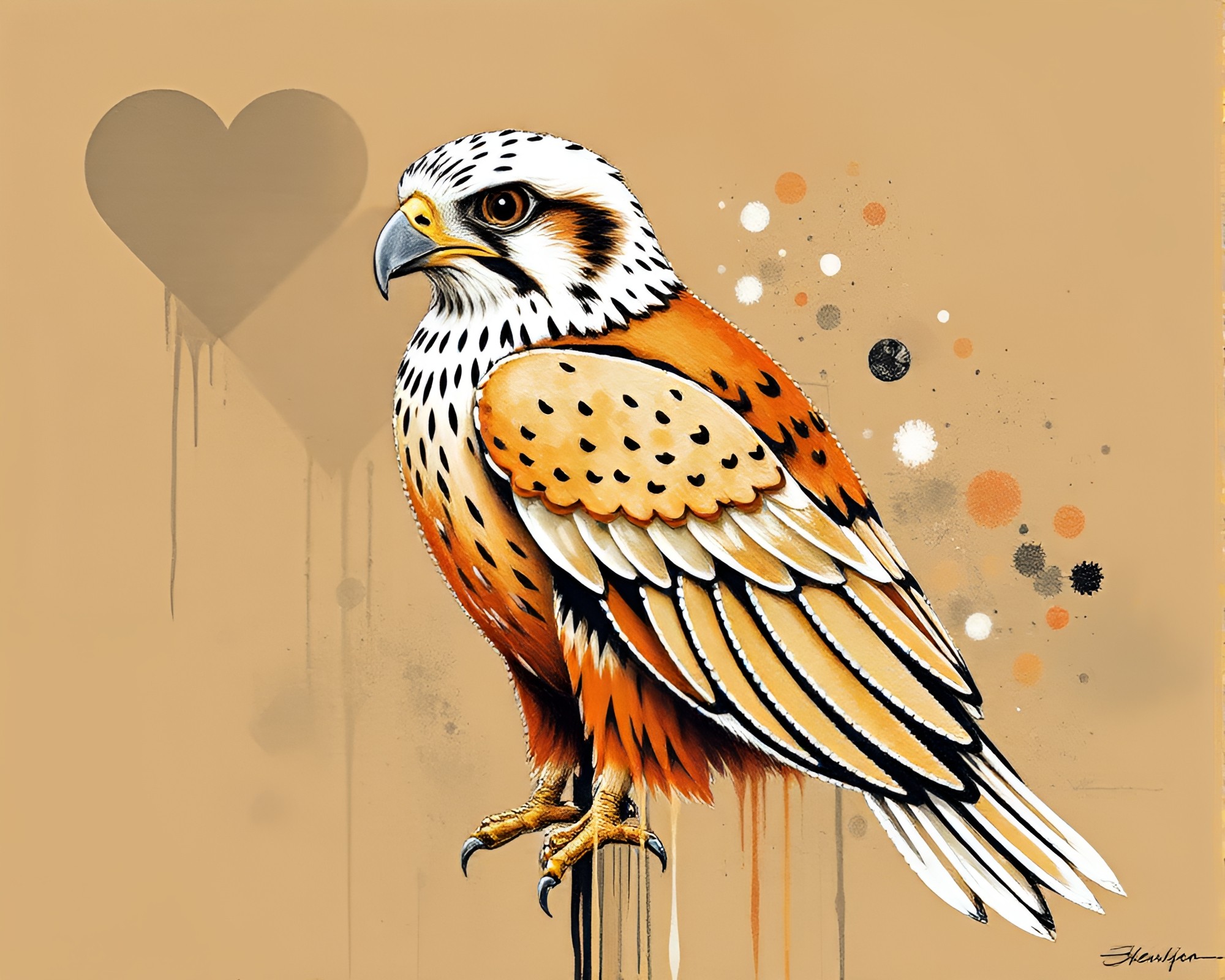 Falcon-themed Beaded Graffiti in Desert Sunset – free AI stock image