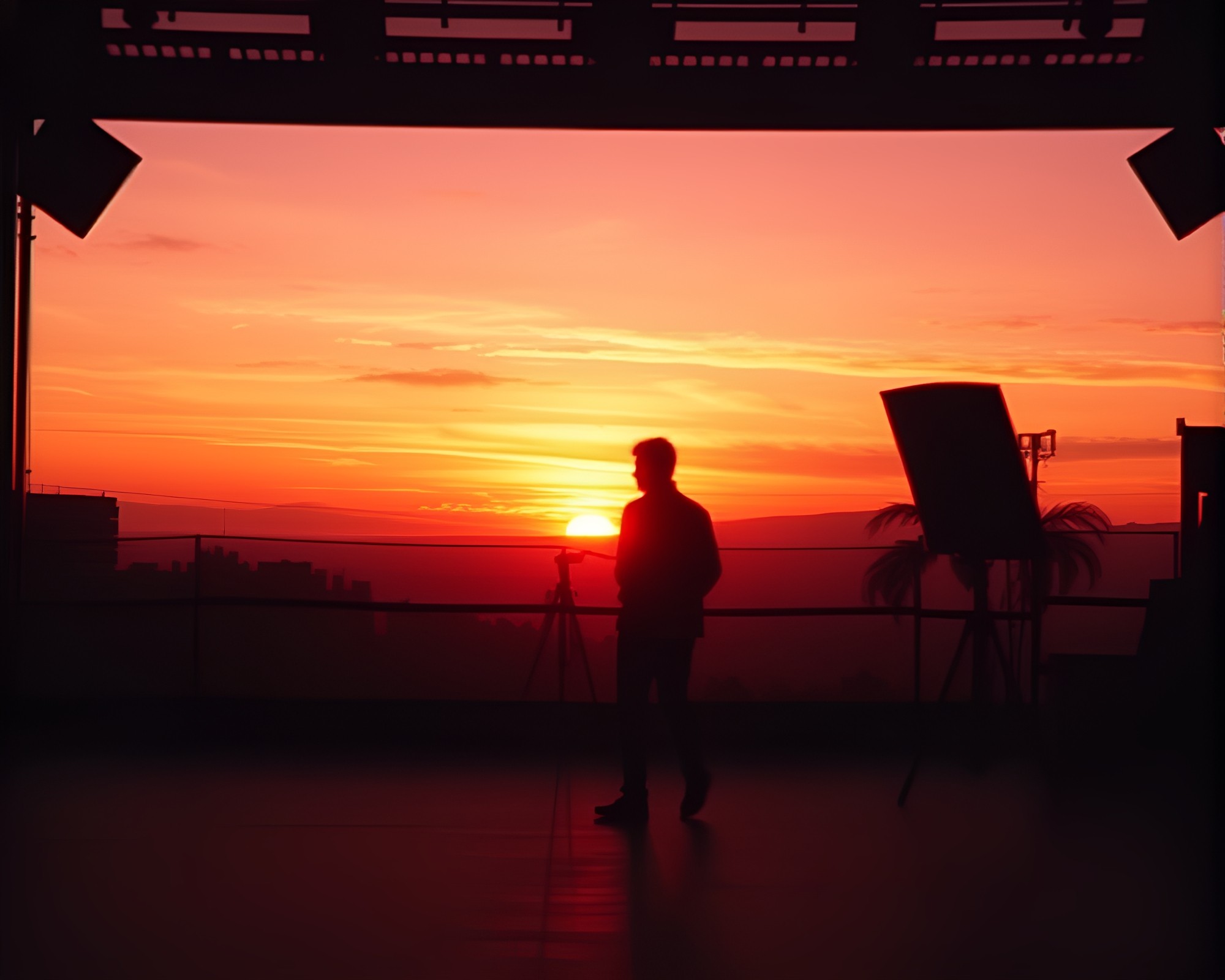 Augmented Reality Sunset Silhouette Studio Shot Concept – free AI stock image