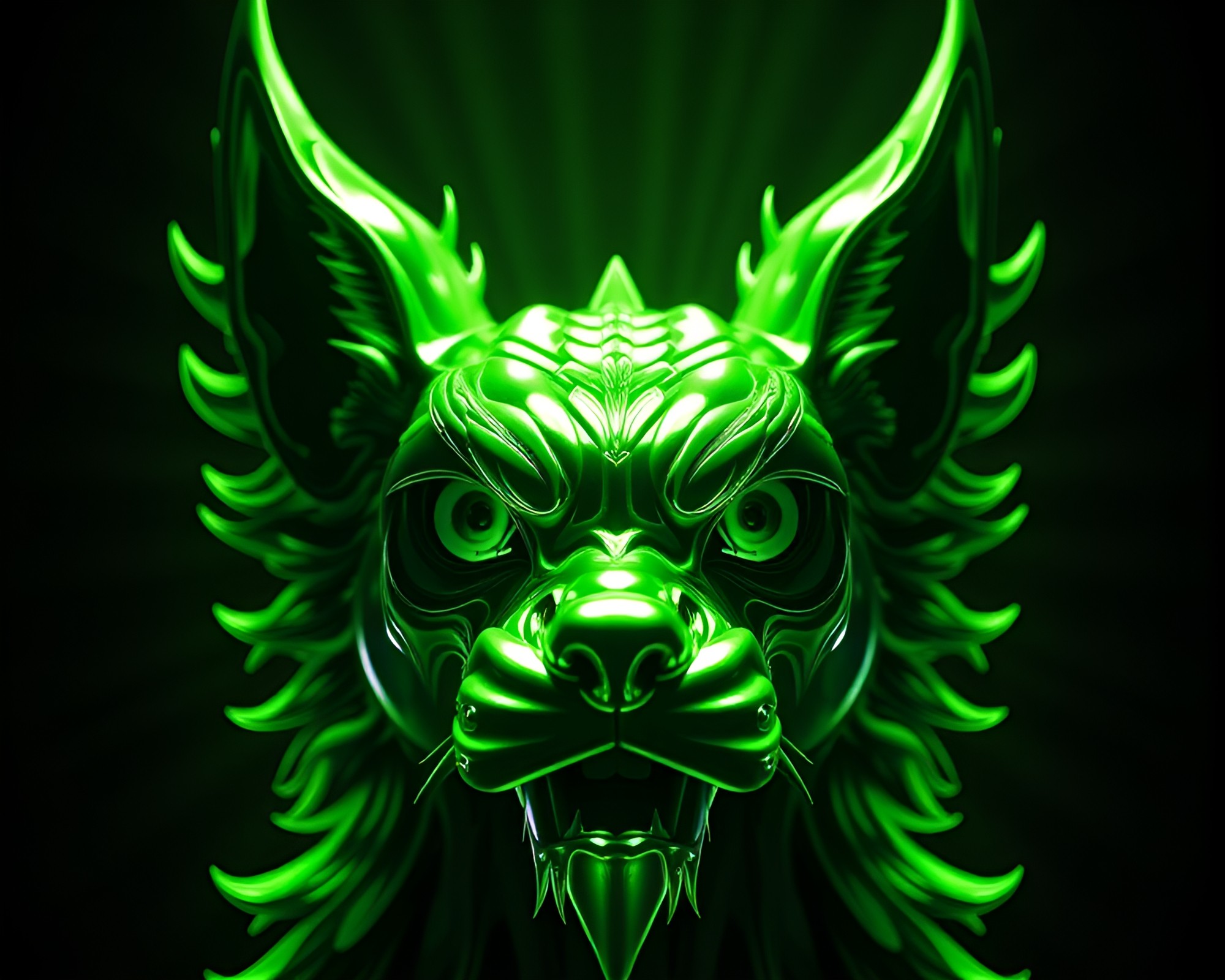 Monochrome Green Cerberus in Real-Time Ray Tracing – free AI stock image