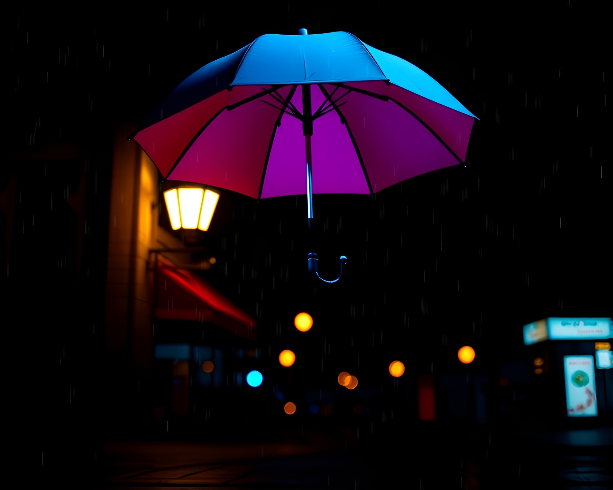 Voxel Art Umbrella Pixelation in Low-Key Lighting – free AI stock image