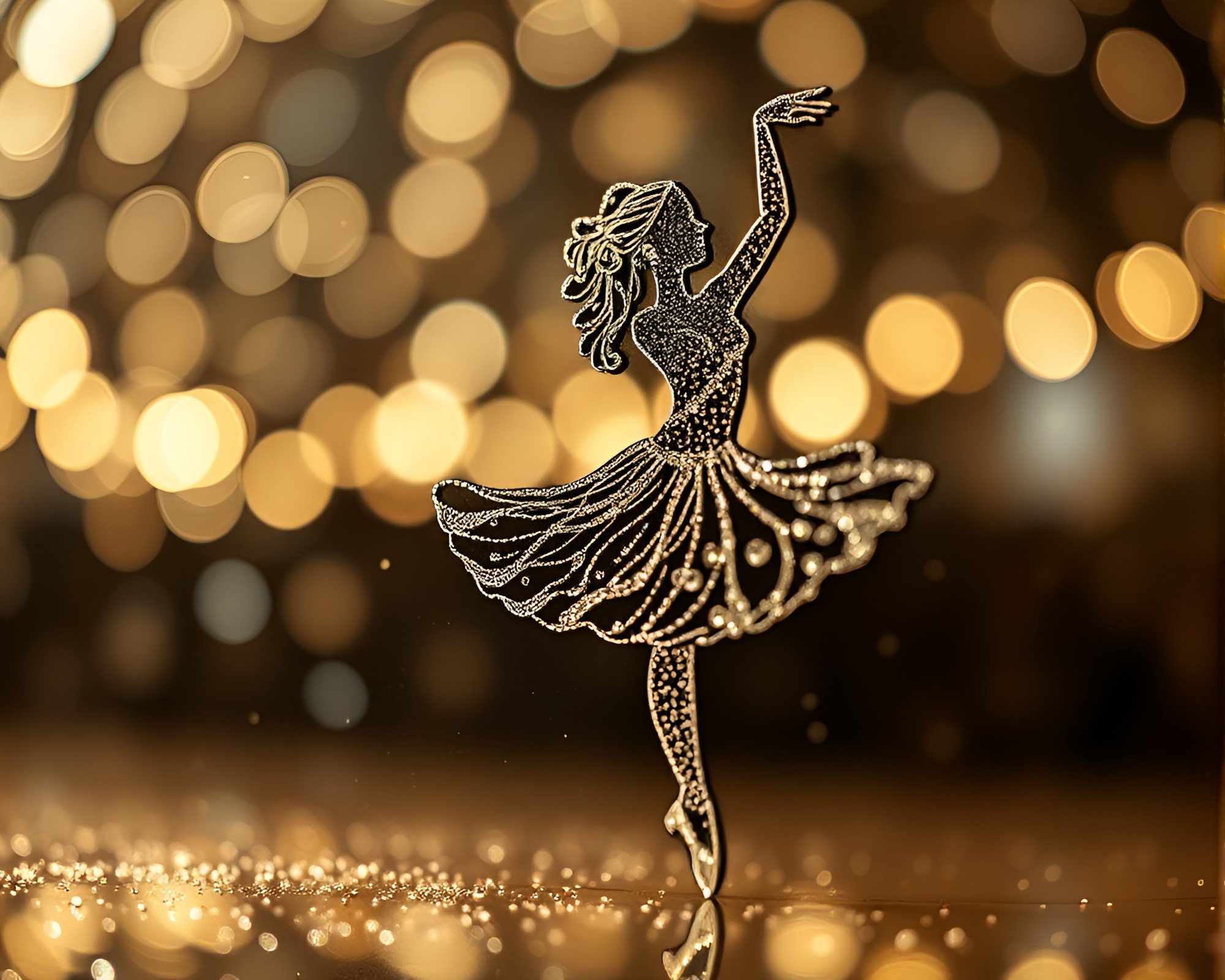 Ballet Dancer Engraved in Metallic Flake Sparkle – free AI stock image