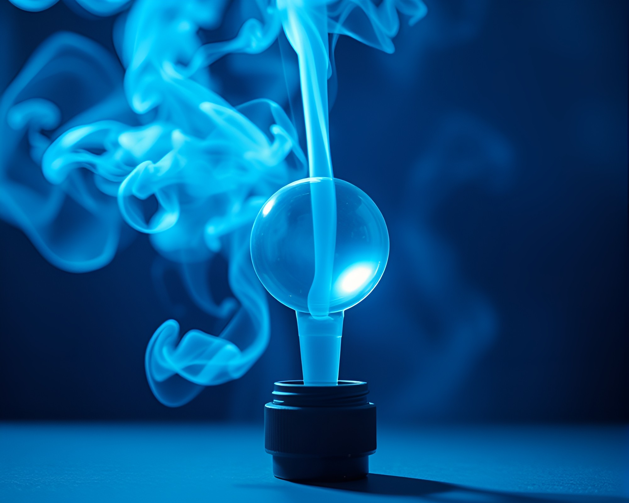 Mesmerizing Smart Contact Lens Emitting Arctic Blue Smoke Rings – free AI stock image