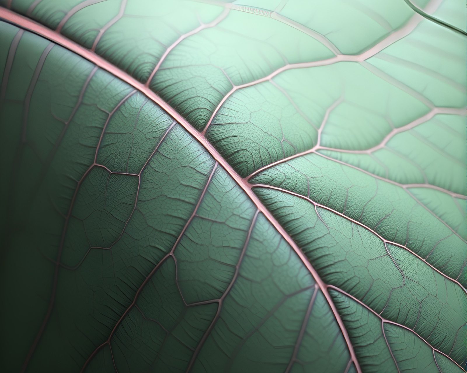 Detailed leaf vein patterns intertwined in low-poly 3D art
