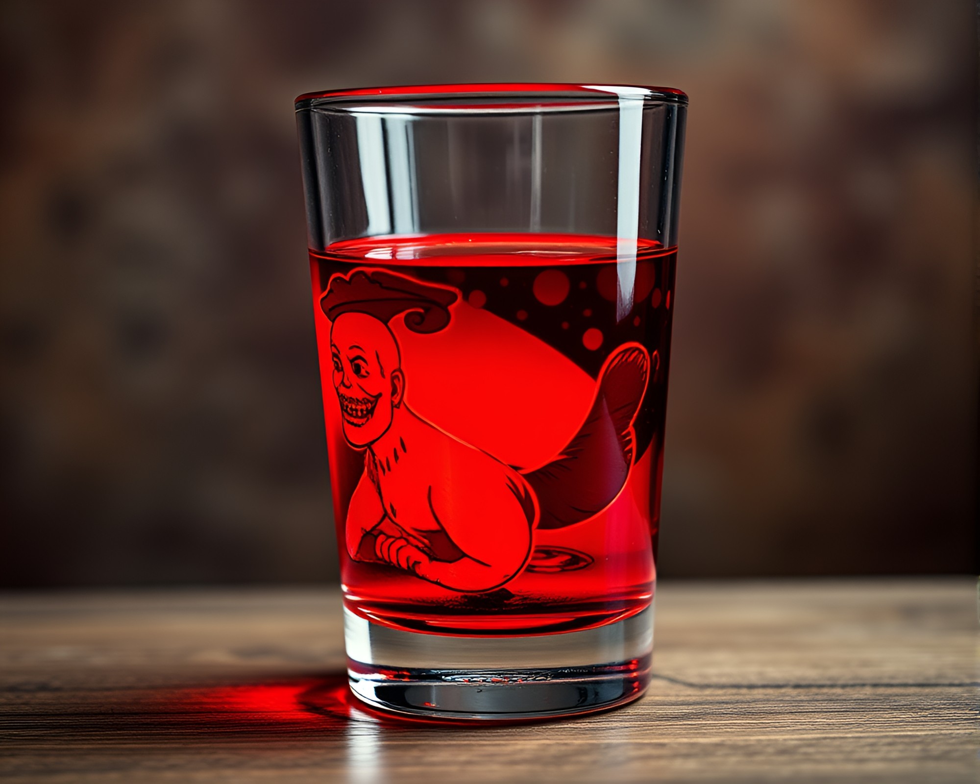 Glass orb tattoo art in red light – free AI stock image
