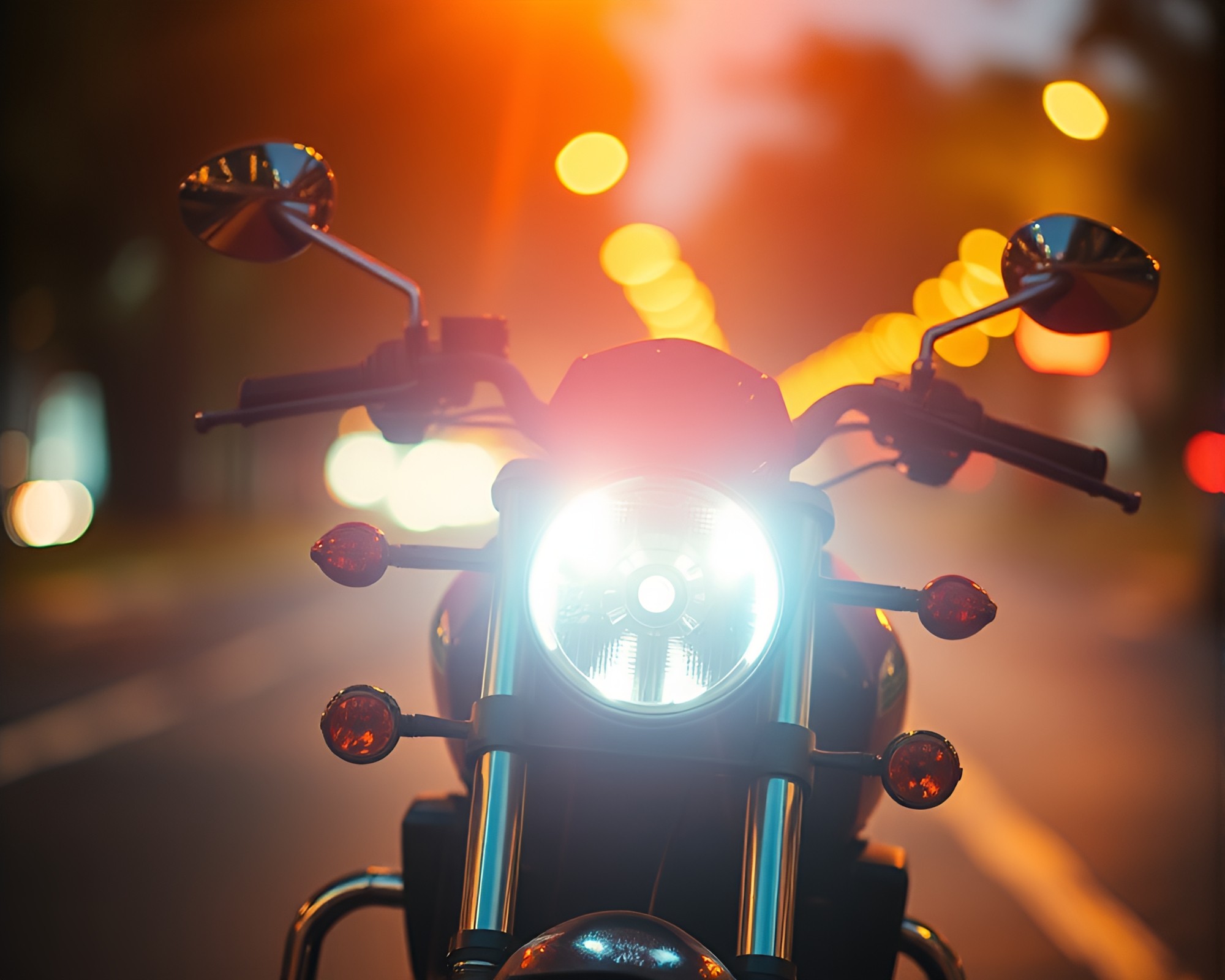 Neon Motorcycle in Grainy Film with Soft Focus Background – free AI stock image