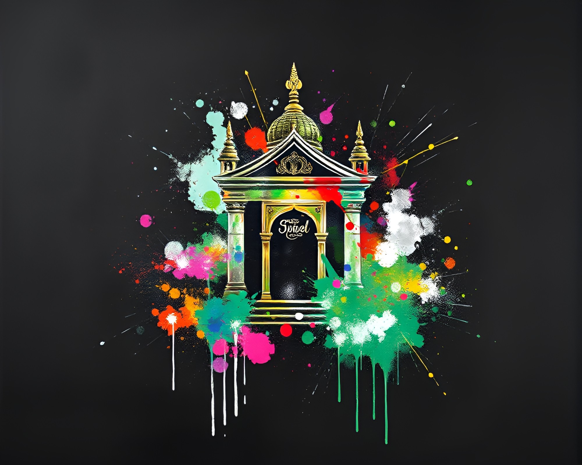 Fractal Temple with Chalkboard Drawing Style – free AI stock image