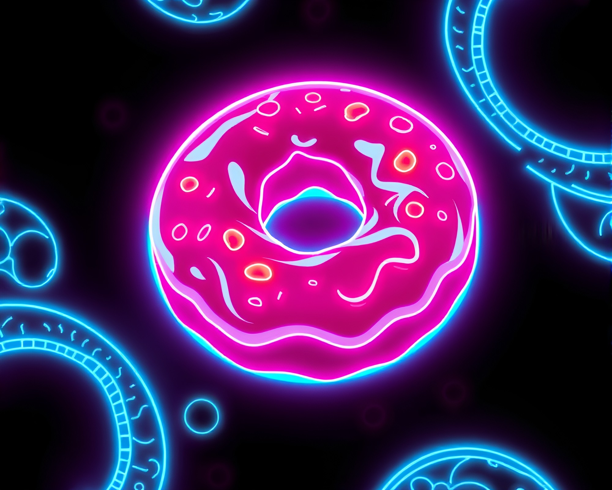 Neon Jelly Doughnut Blueprint Patterns – free AI stock image