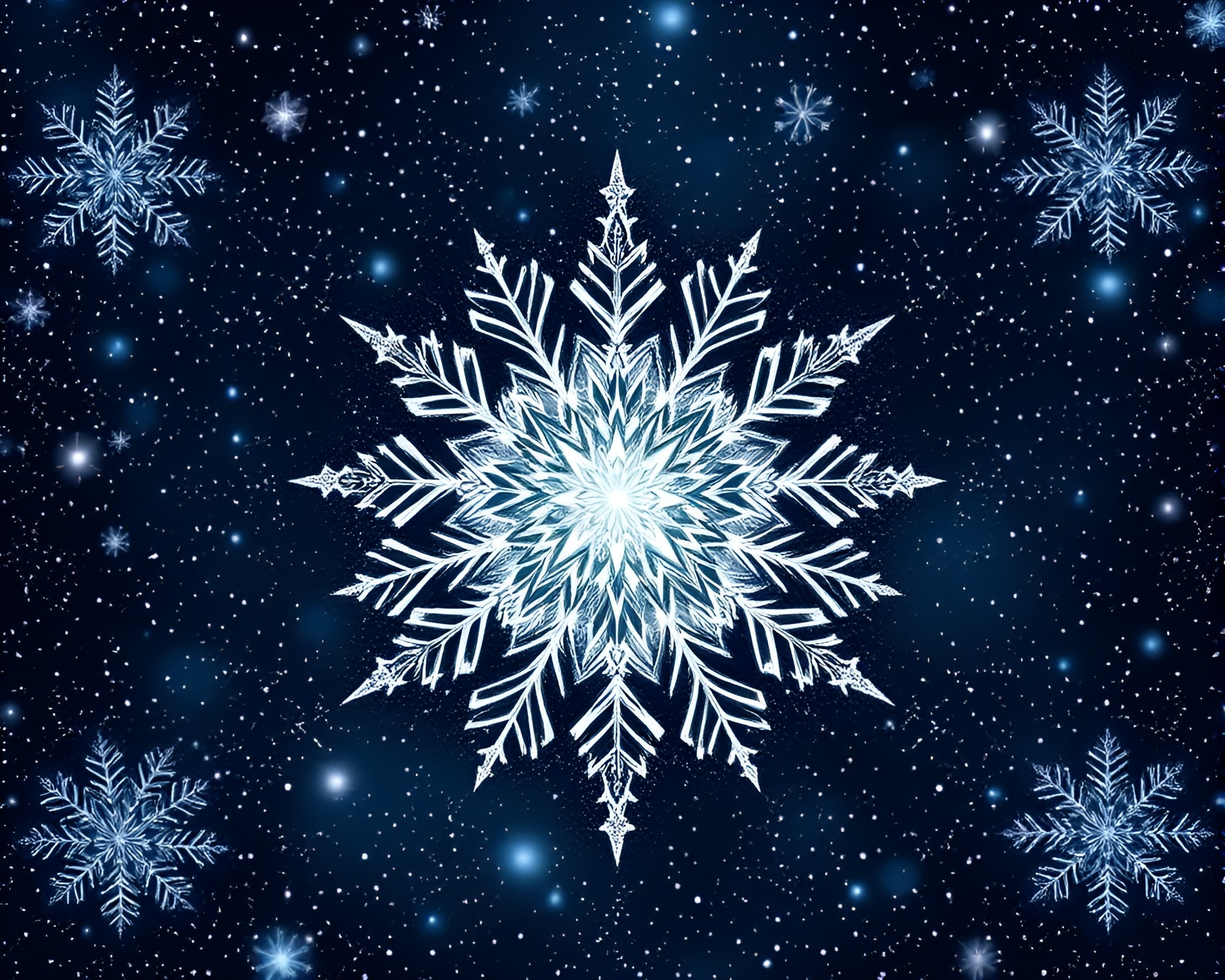 Manga Snowflakes: Sacred Geometry in Stardust Shimmer – free AI stock image
