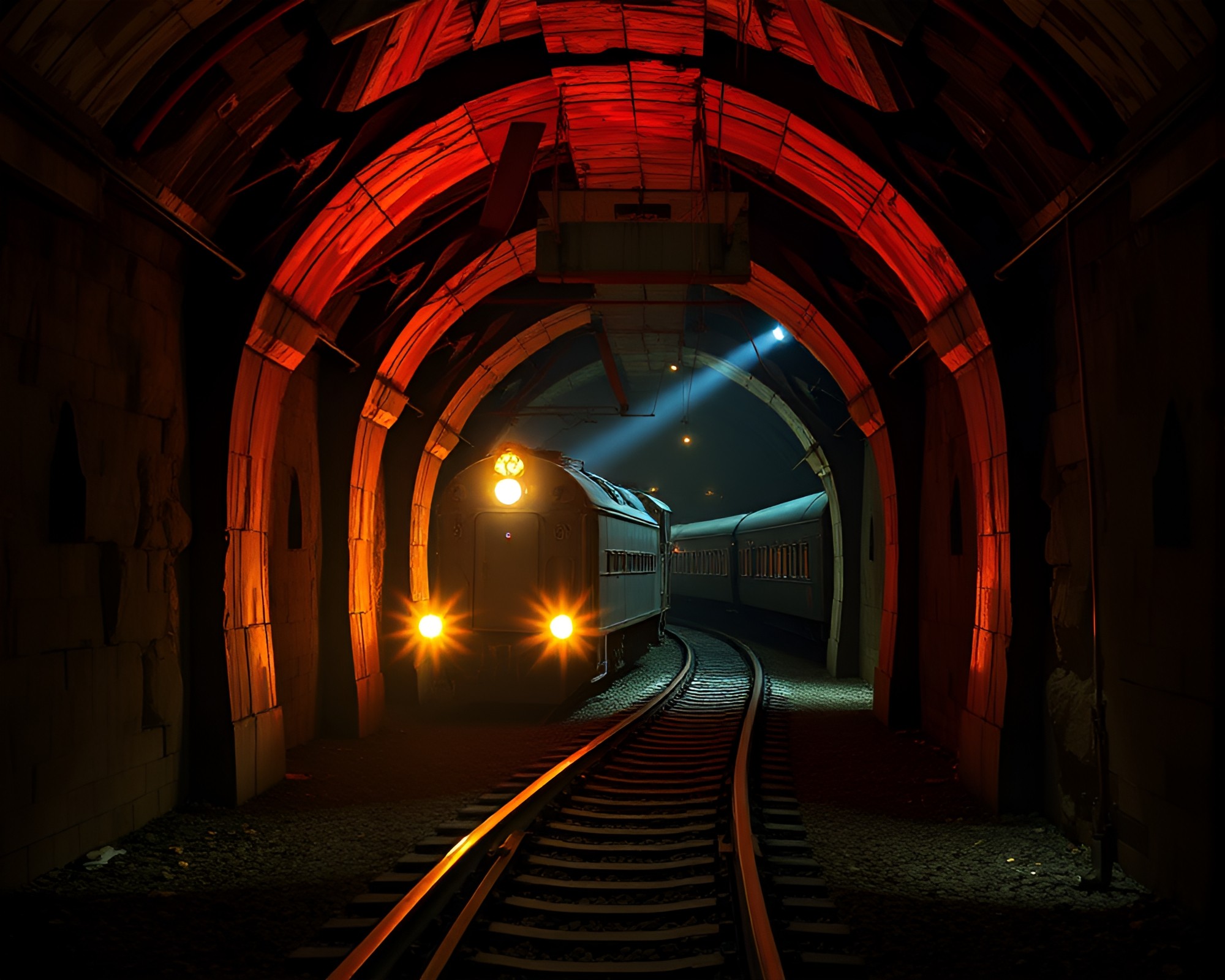 Magnetic Levitation Train in Dungeon Torchlight – free AI stock image