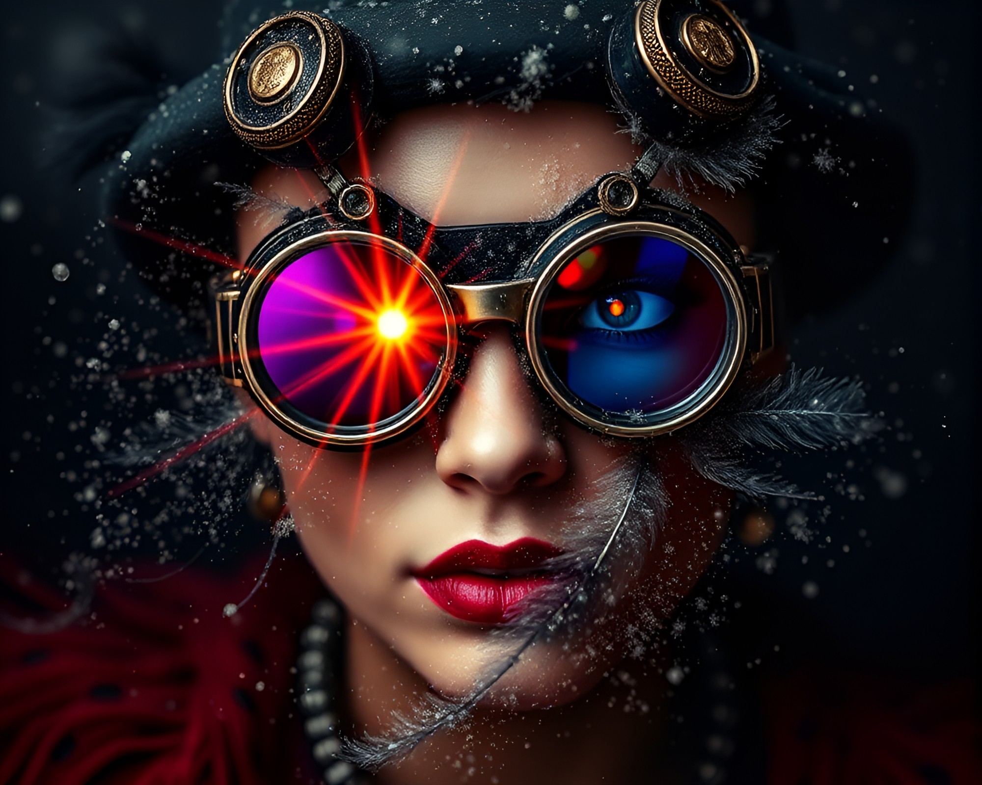 Steampunk Feather Duster: Starburst in Chiaroscuro – free AI stock image