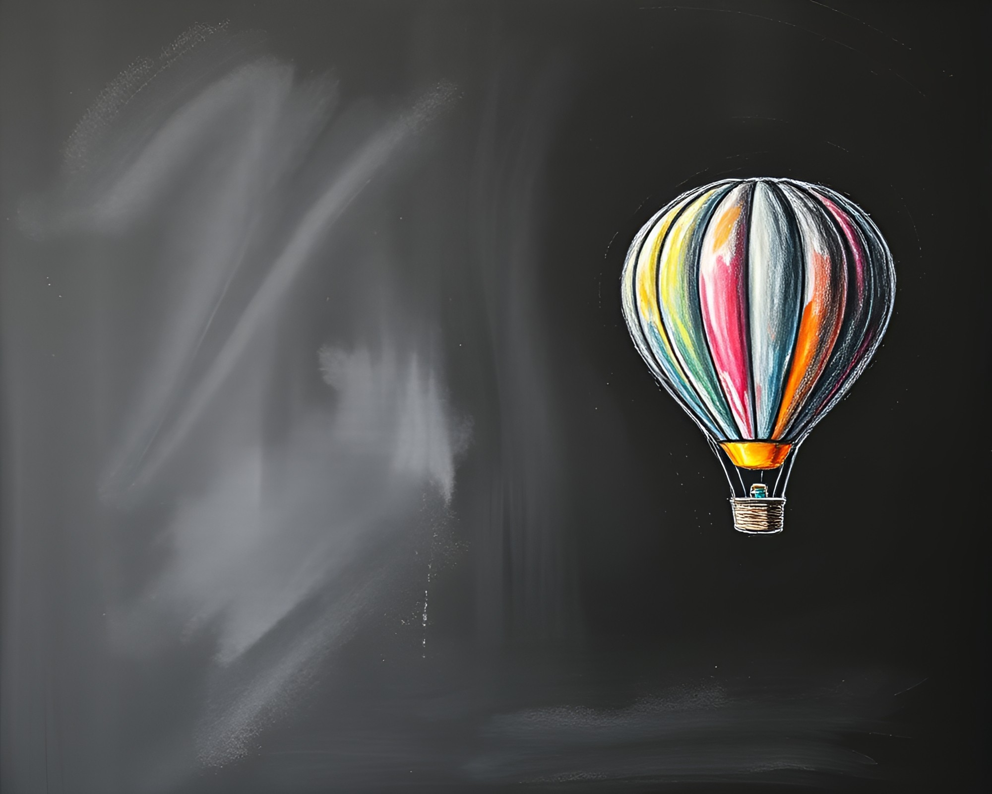 Surreal Hot Air Balloon Adventure Drawing – free AI stock image